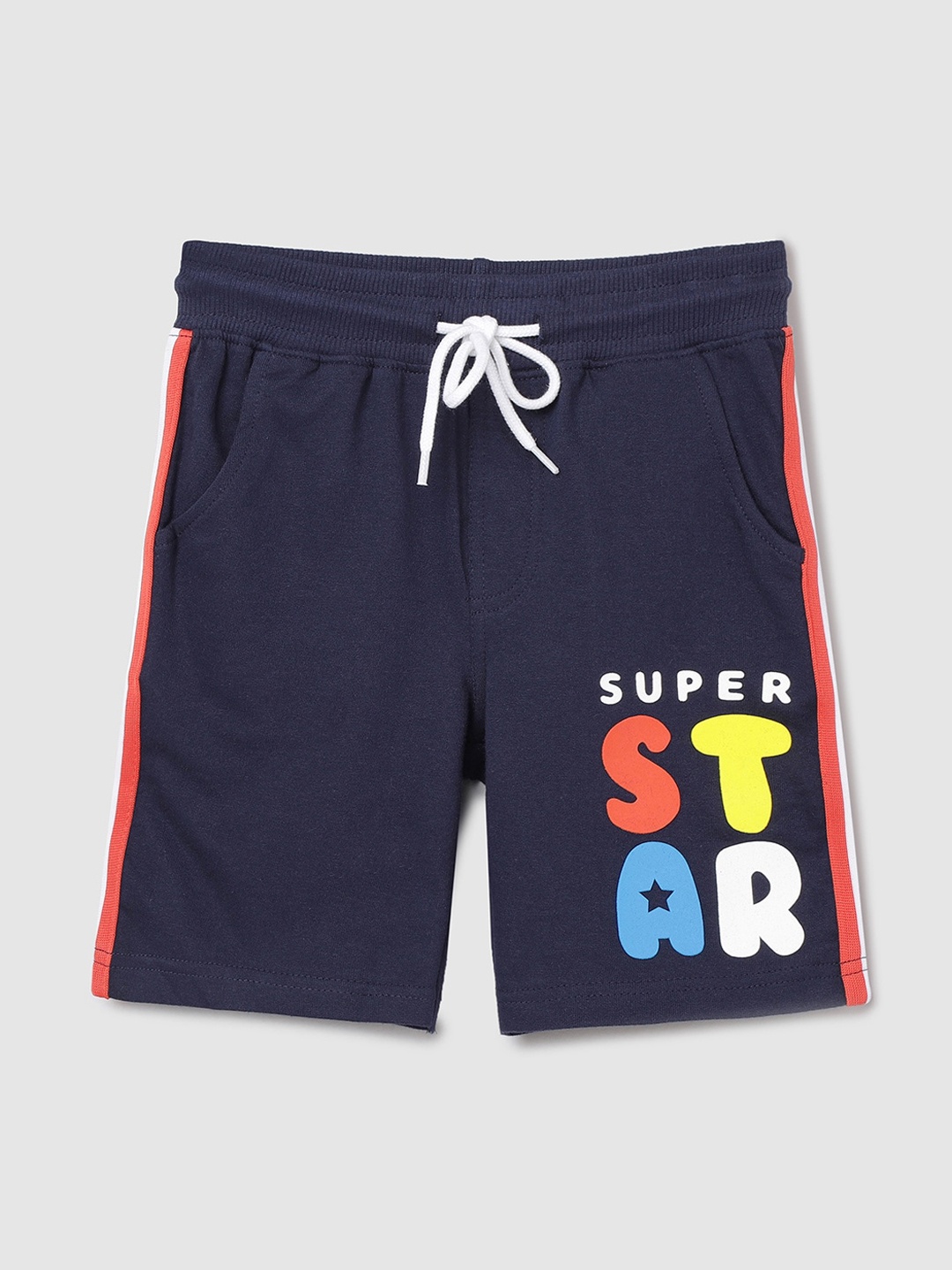 

max Boys Typography Printed Cotton Shorts, Blue