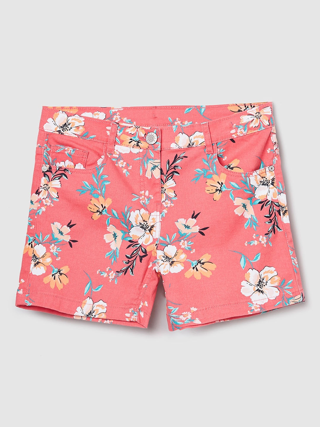 

max Girls Floral Printed Shorts, Coral