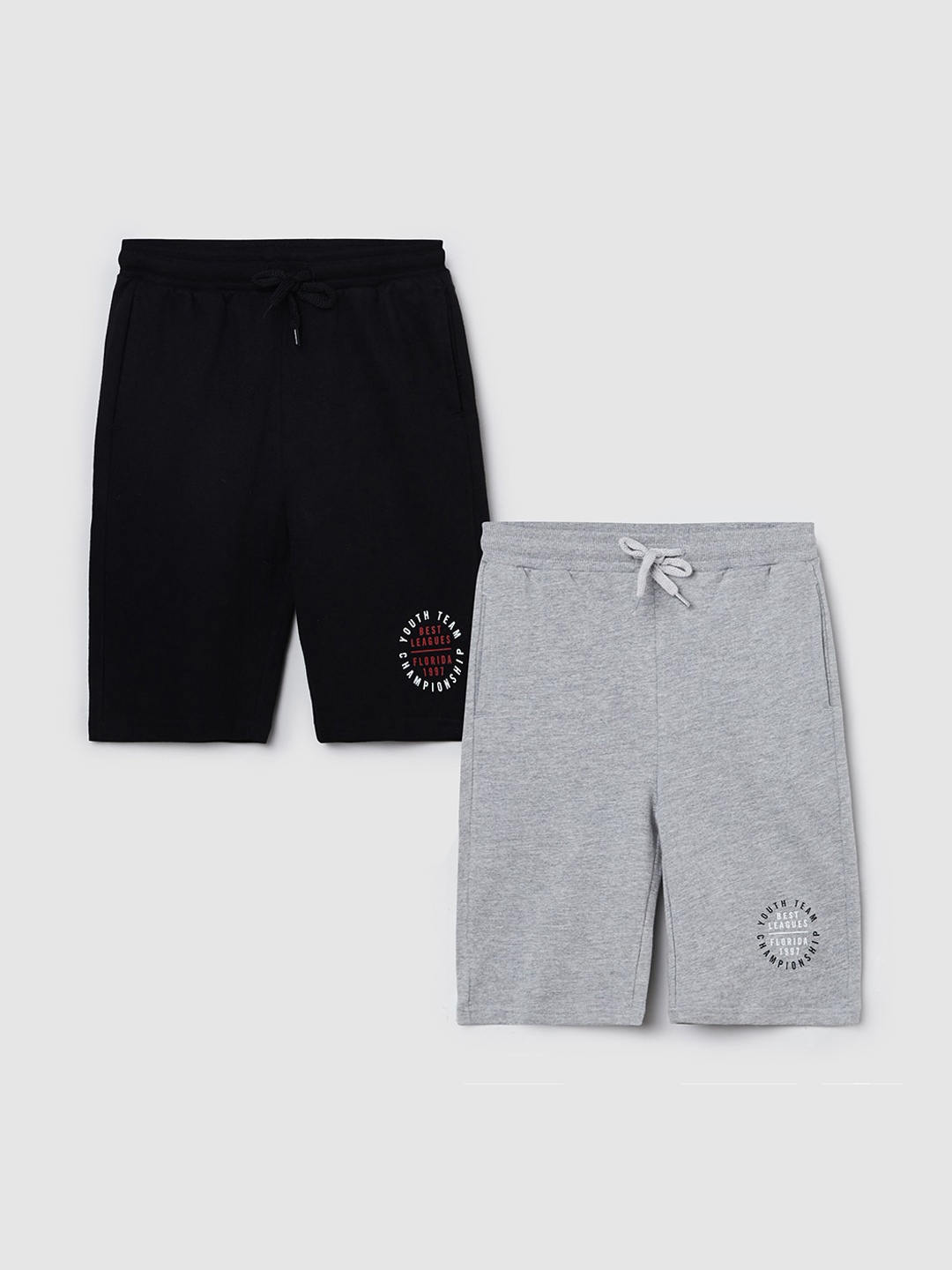 

max Boys Pack of 2 Pure Cotton Sports Shorts, Black