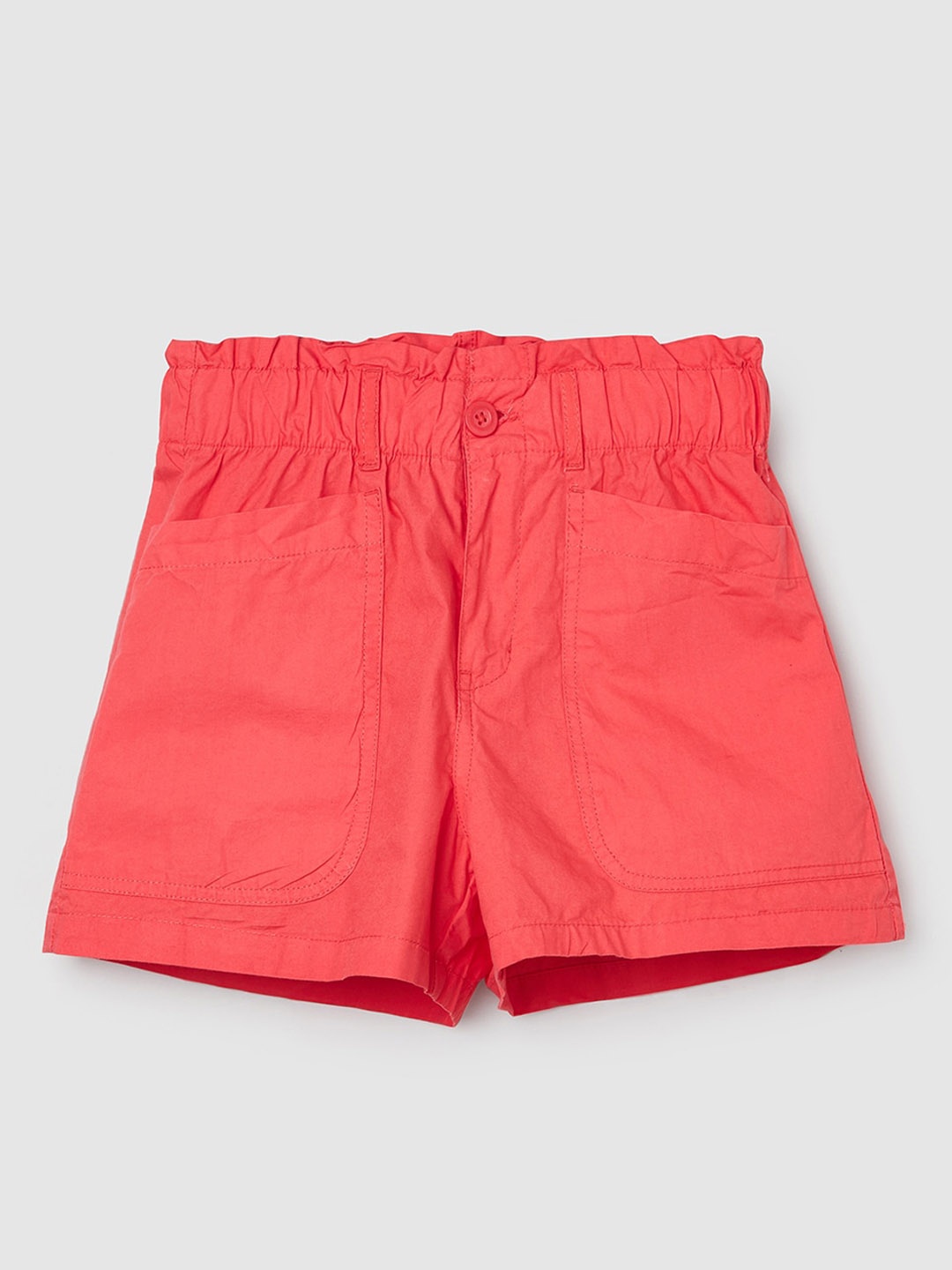 

max Girls Solid Pure Cotton Regular Shorts, Red