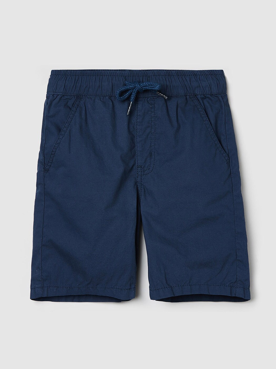 

max Boys Solid Mid Rise Cotton Shorts, Navy blue