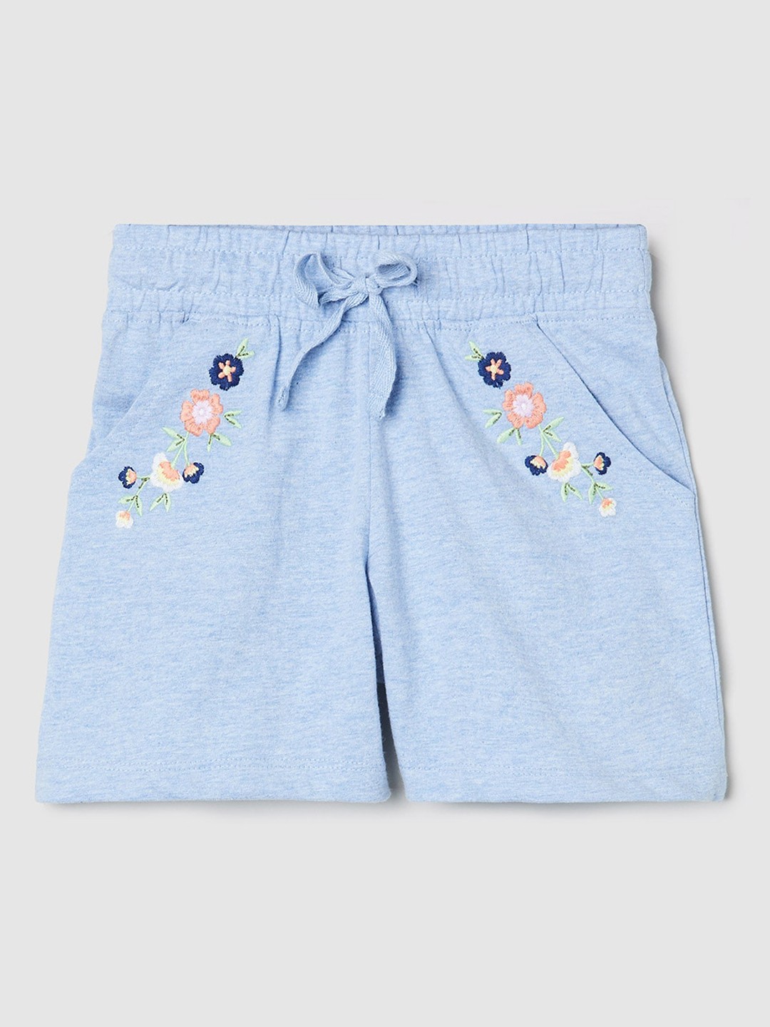 

max Girls Floral Cotton Shorts, Blue