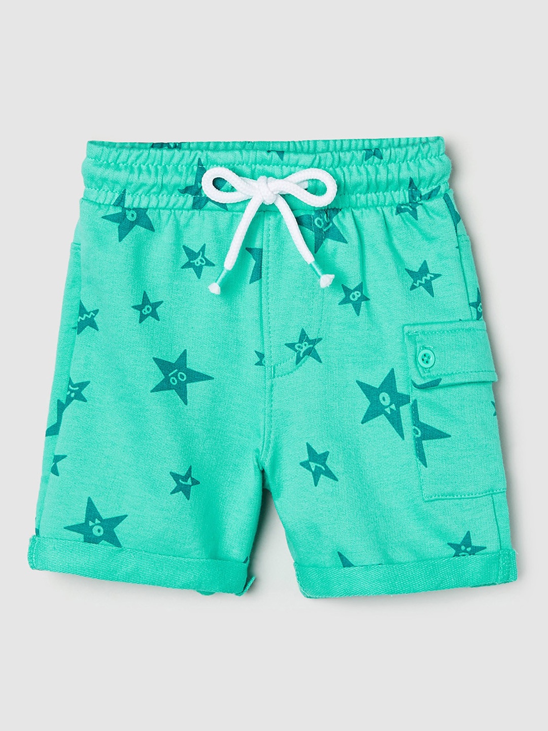 

max Boys Conversational Printed Cotton Shorts, Green