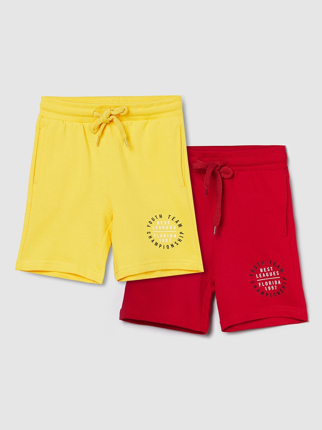 max Boys Mid Rise Regular Fit Cotton Sports Shorts, Yellow
