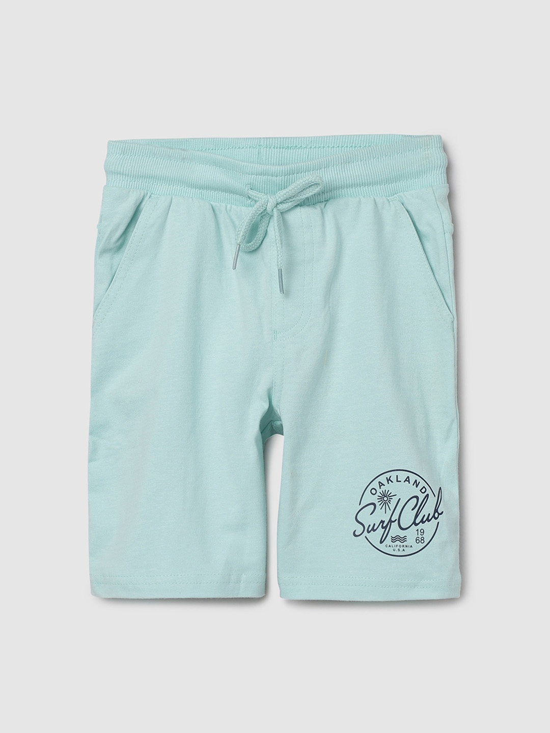 

max Boys Pure Cotton Typography Printed Shorts, Green