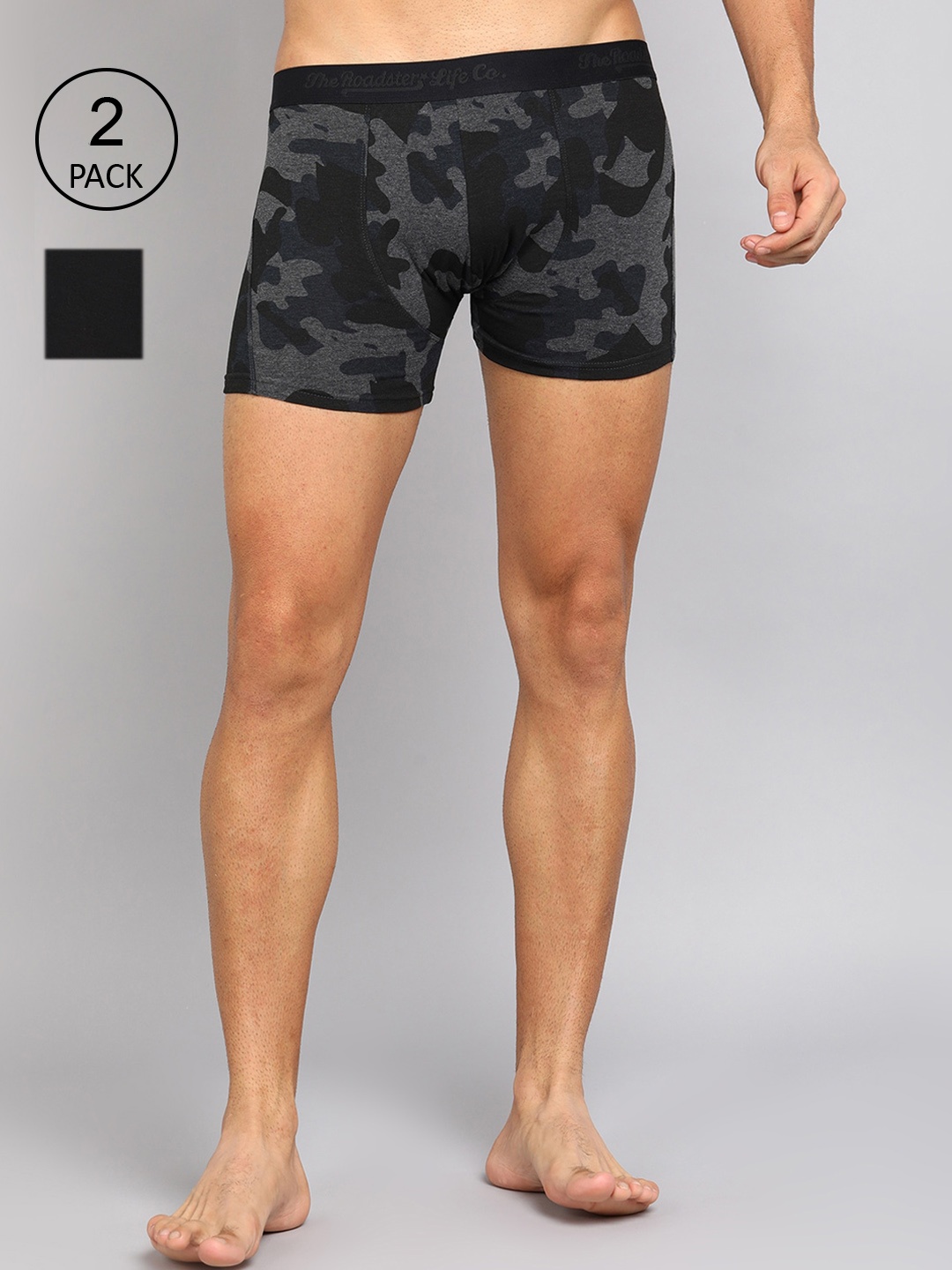 

Roadster Men Pack Of 2 Cotton Trunks, Charcoal