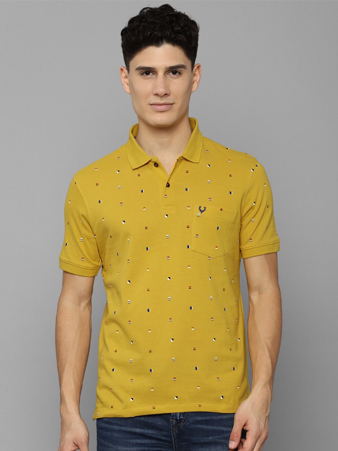 

Allen Solly Men Yellow Printed Polo Collar T-shirt