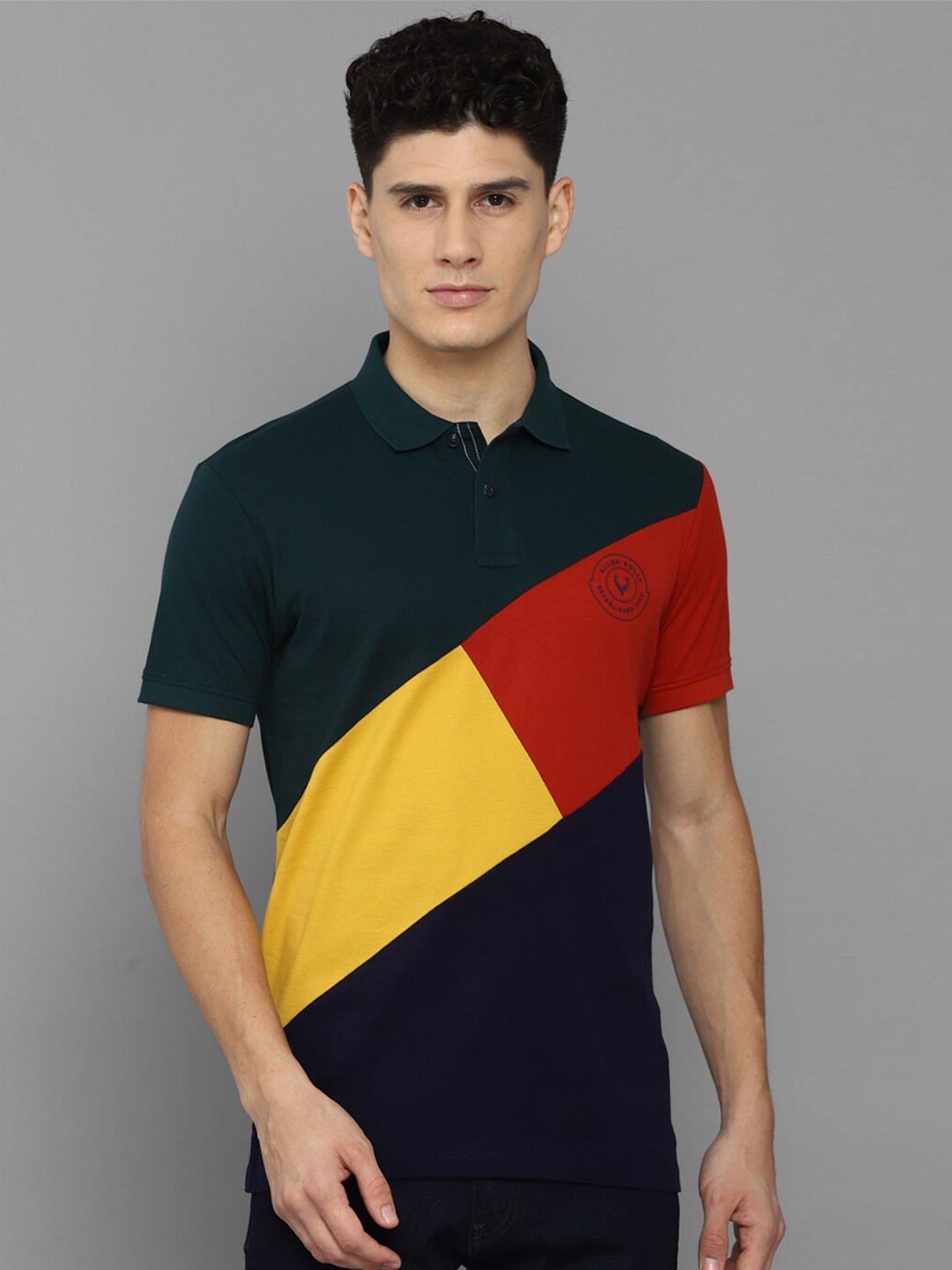 

Allen Solly Men Green Colourblocked Polo Collar T-shirt