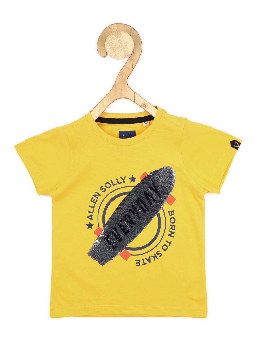 

Allen Solly Junior Boys Yellow Typography Printed Cotton T-shirt