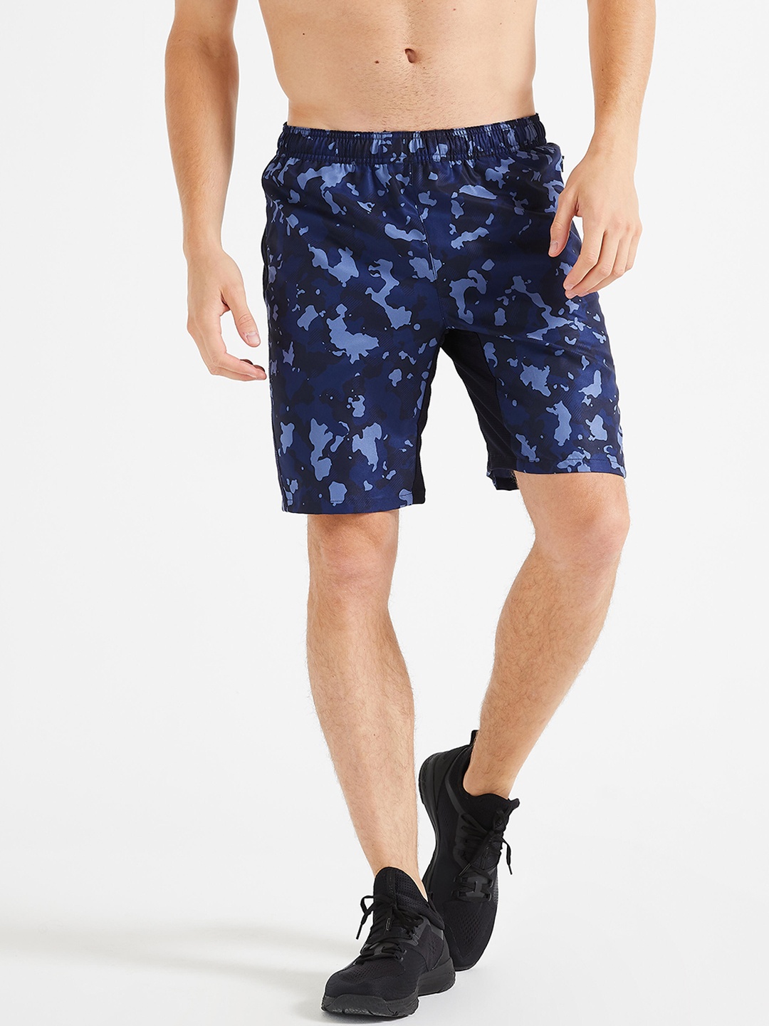 

Domyos By Decathlon Men Blue Printed Training or Gym Shorts