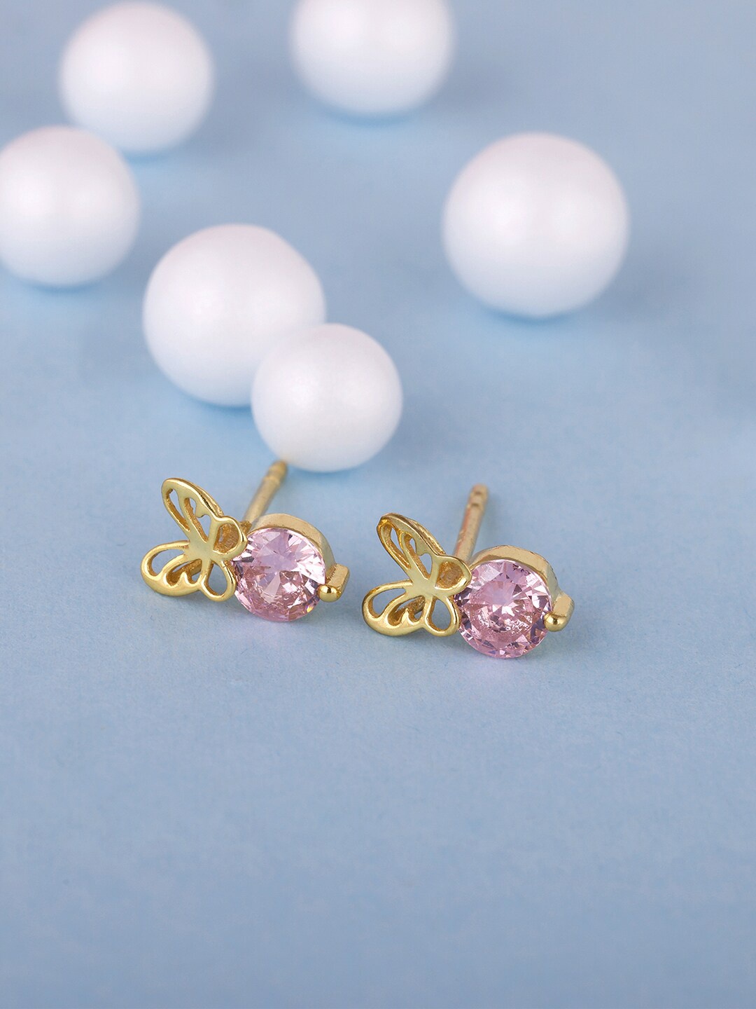 

GIVA Girls Sterling Silver Gold Contemporary Studs Earrings
