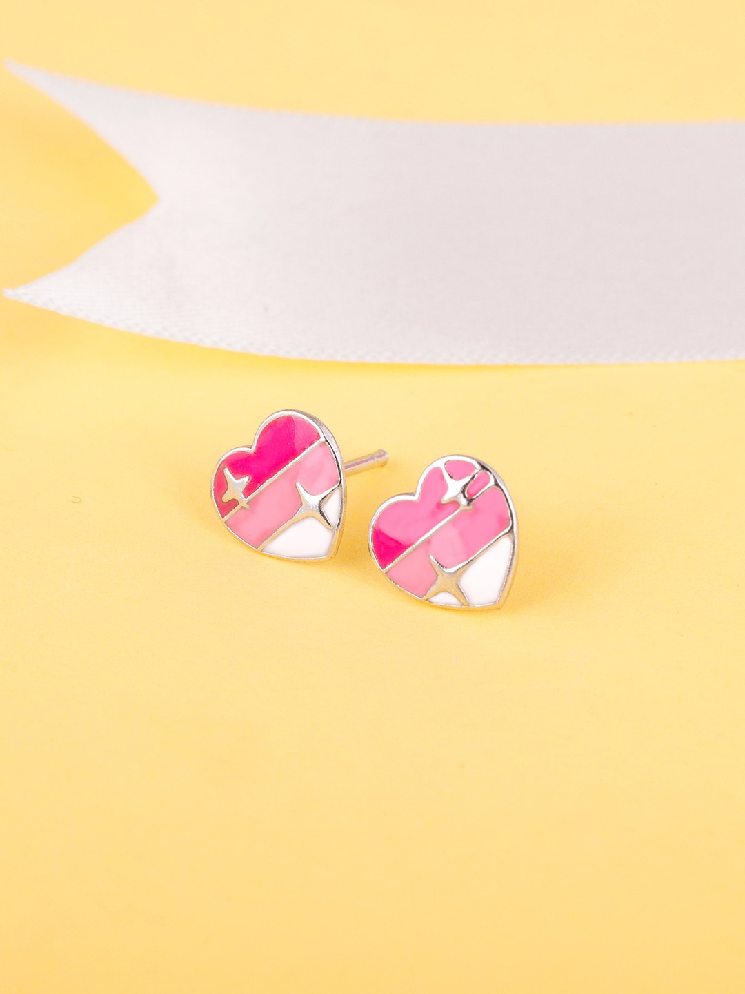 

GIVA Sterling Silver Gradient Heart Kids Earrings, Pink