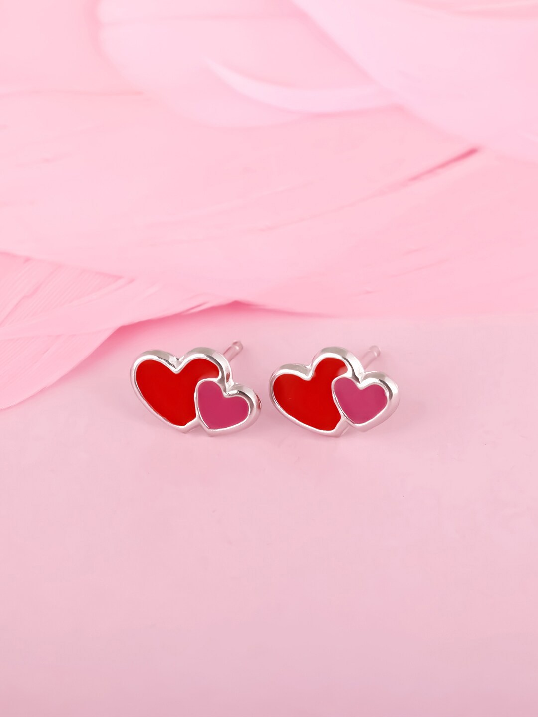 

GIVA Sterling Silver Cute Hearts Kids Earrings, Red