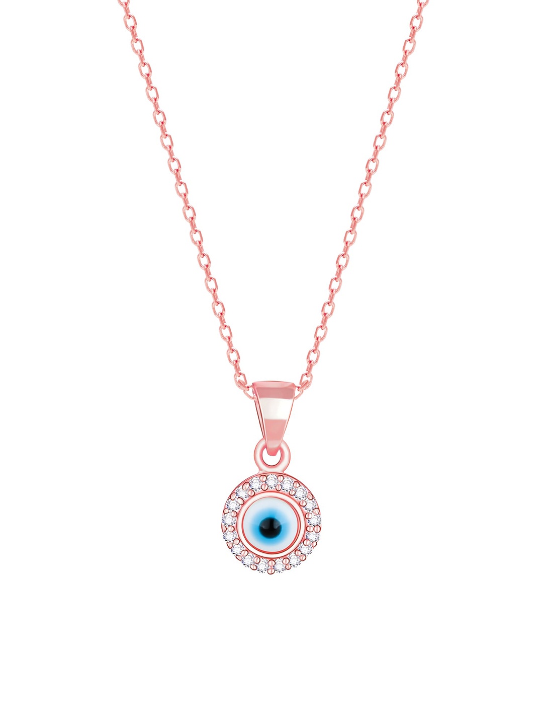 

GIVA 925 Sterling Rose Gold Plated & White Stones-Studded Pendant With Link Chain