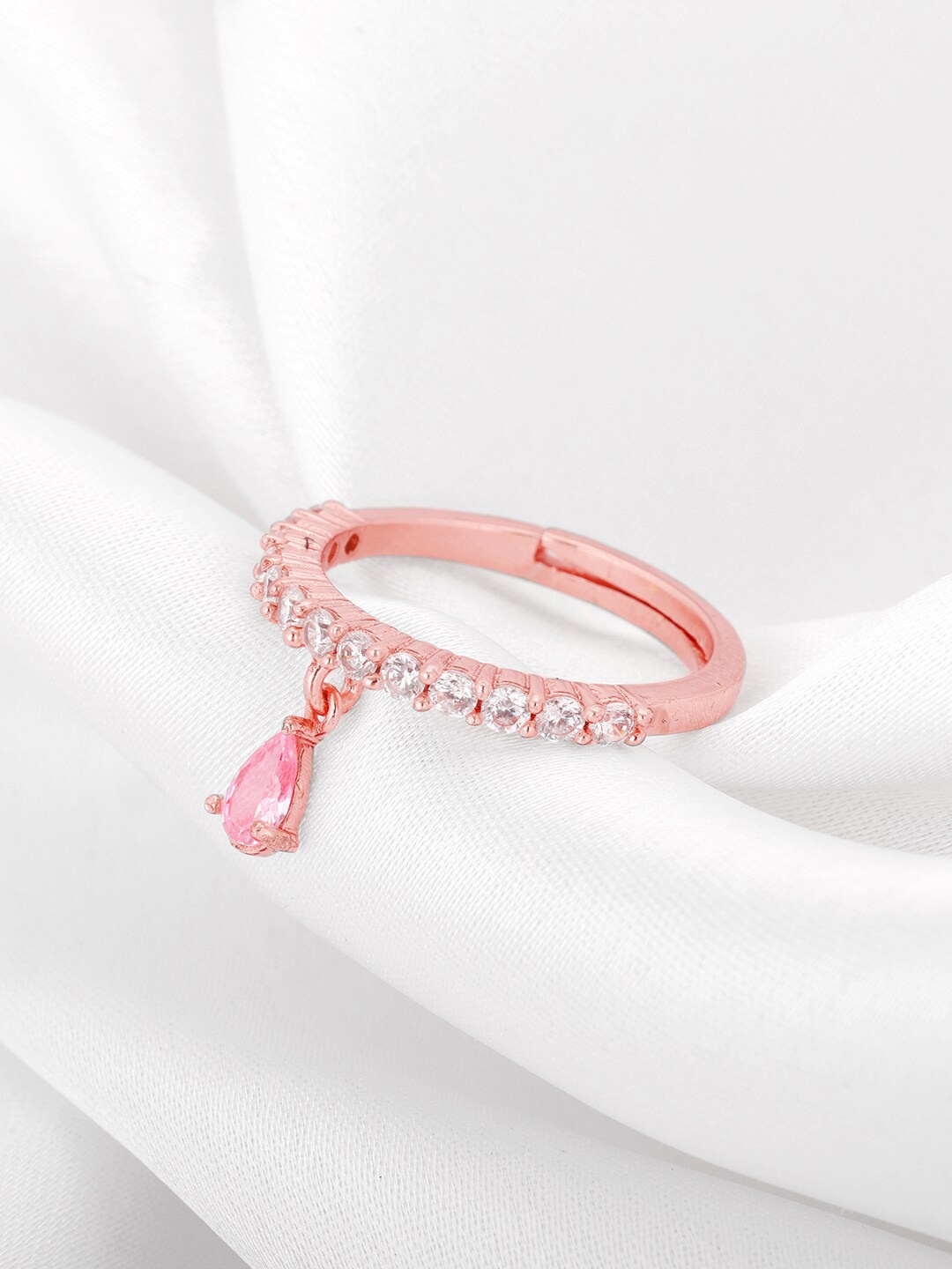 

GIVA Rose Gold-Plated Rose Gold Adjustable Dangling Snowdrop Finger Ring