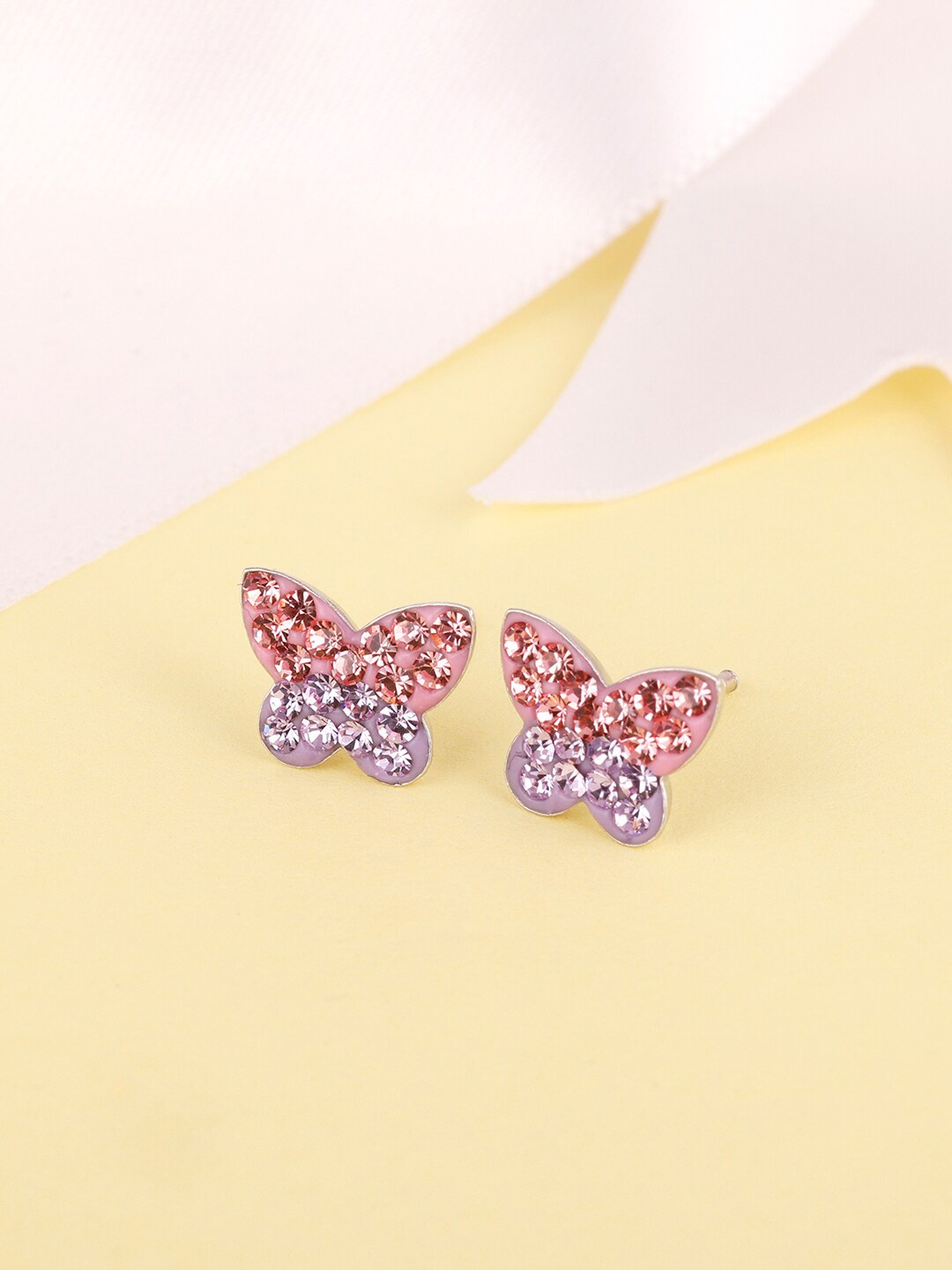 

GIVA Girls Sparkly Butterfly Contemporary Studs Earrings, Silver