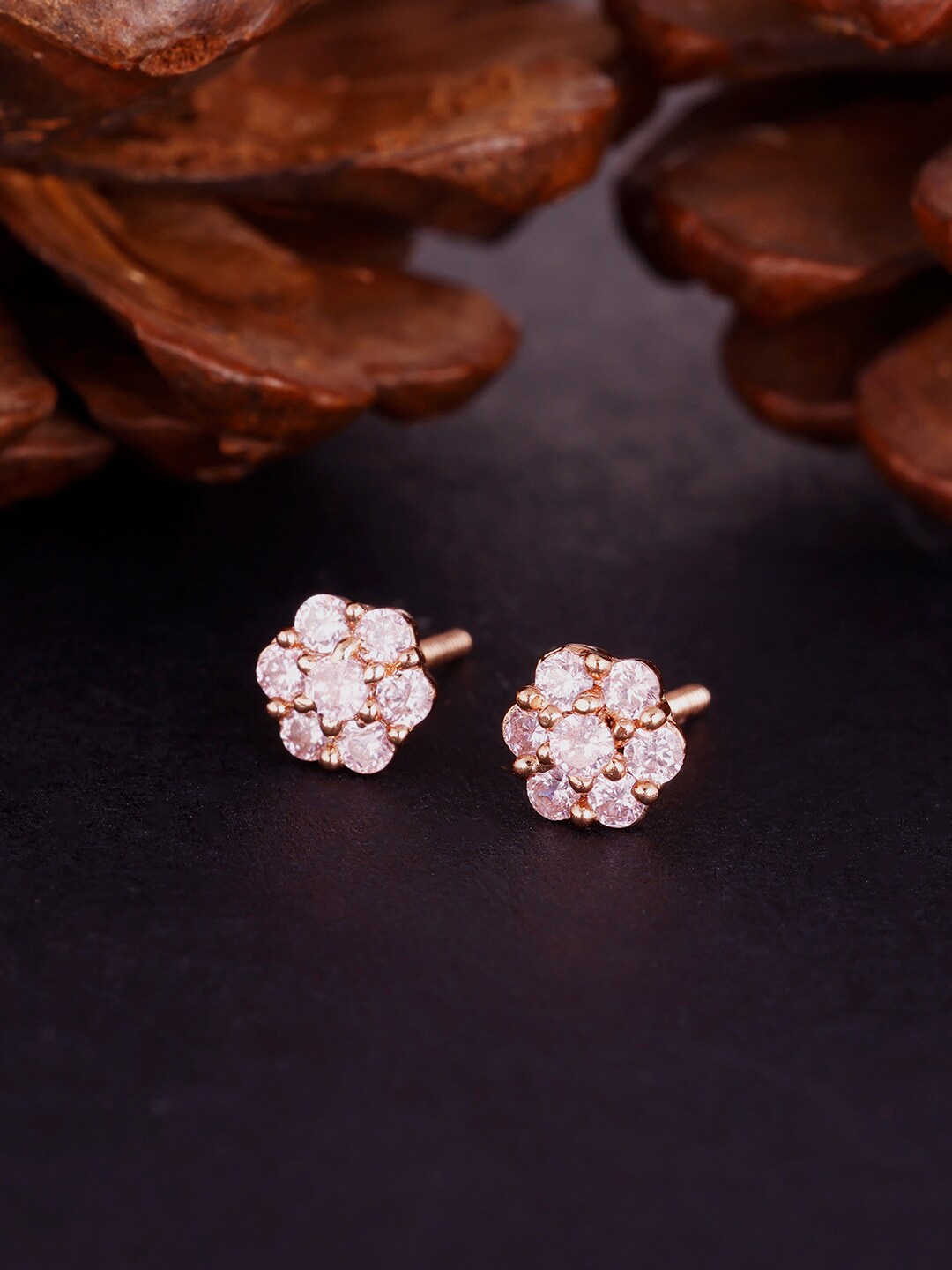 

GIVA Women Flower Stud Contemporary Studs Earrings, Rose gold