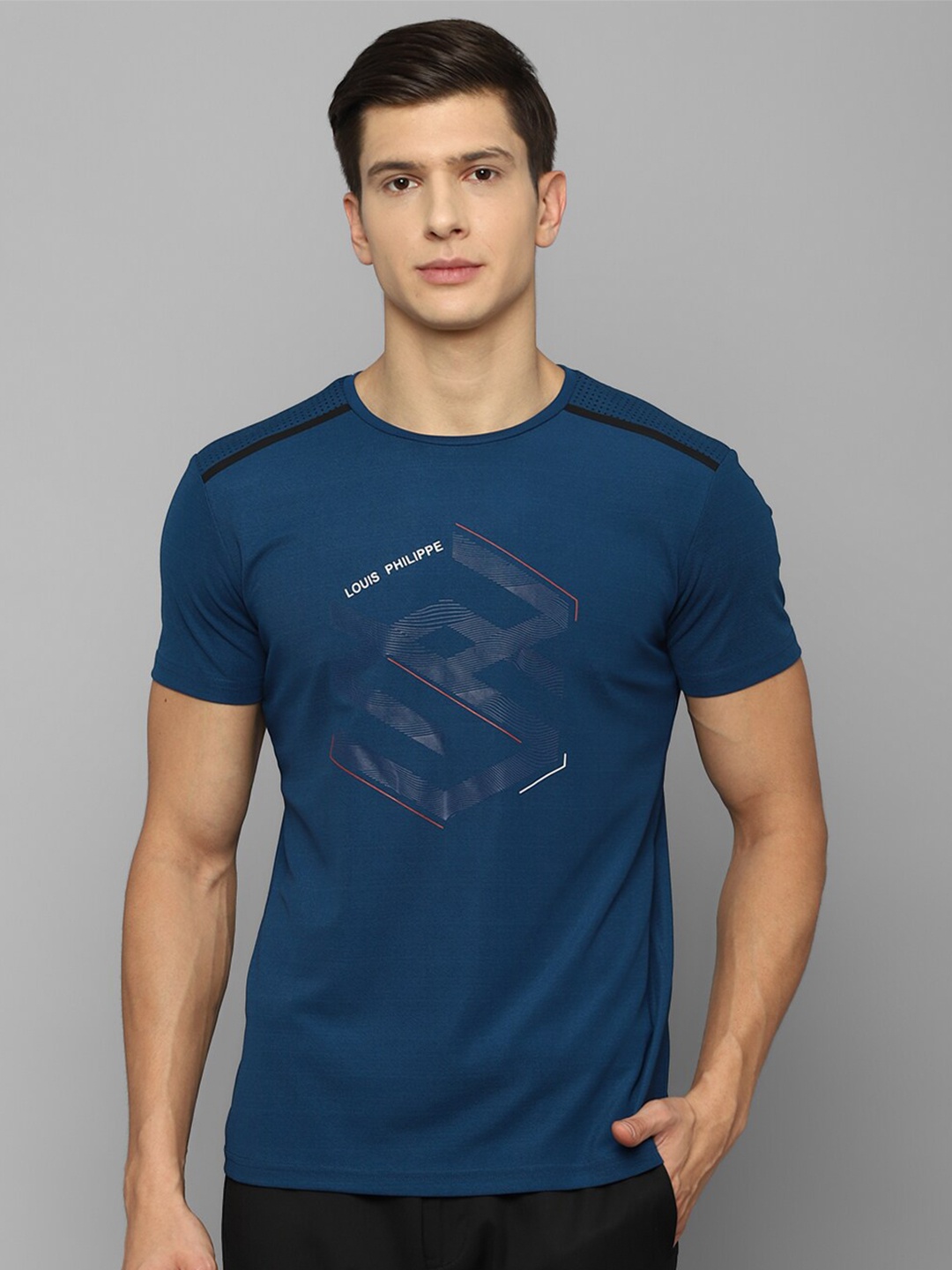 

Louis Philippe Sport Men Blue Printed Slim Fit T-shirt