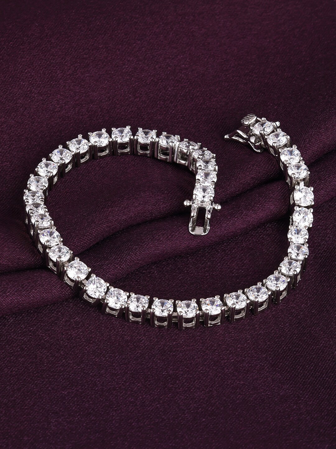 

GIVA Women Sterling Silver Cubic Zirconia Rhodium-Plated Link Bracelet