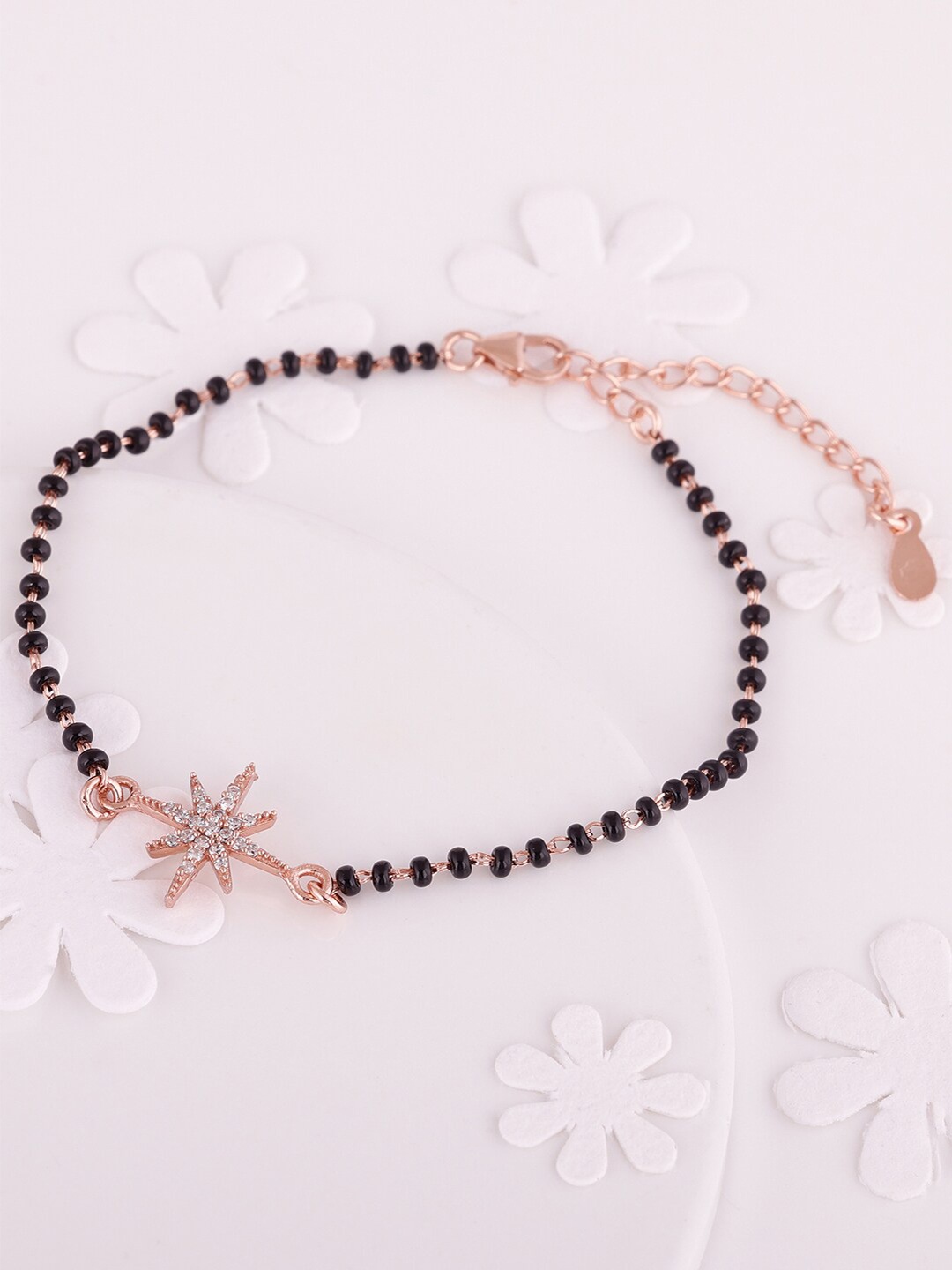 

GIVA Women Sterling Silver Cubic Zirconia Rose Gold-Plated Charm Bracelet
