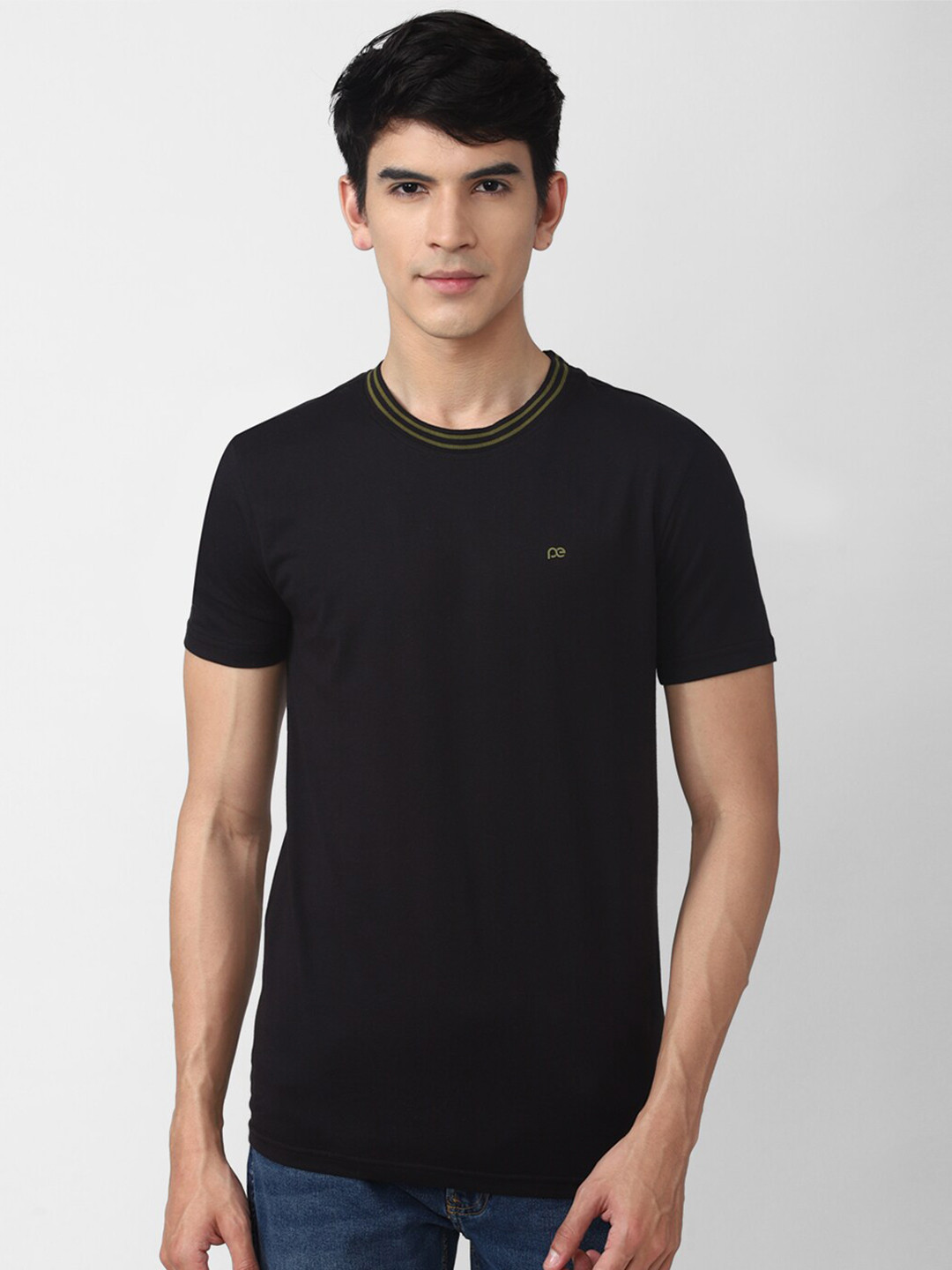 

Peter England Casuals Men Black Slim Fit T-shirt