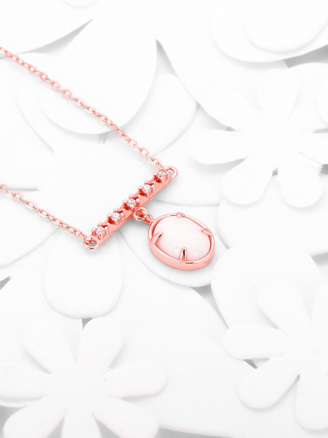 

GIVA Rose Gold & White Sterling Silver Rose Gold-Plated Necklace