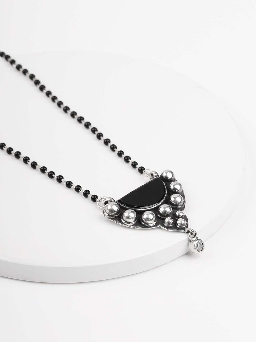 

GIVA 925 Sterling Silver Oxidised Silver & Black Beaded Mangalsutra