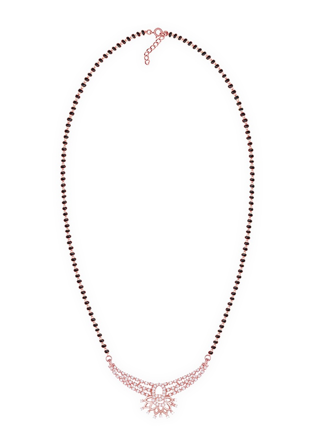 

GIVA 925 Sterling Silver Rose Gold-Plated White & Black Stone Beaded Mangalsutra