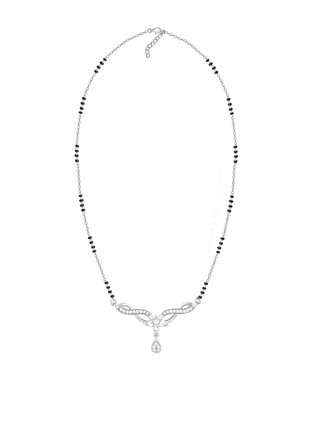 

GIVA Silver-Toned Rhodium-Plated Stone-Studded Mangalsutra