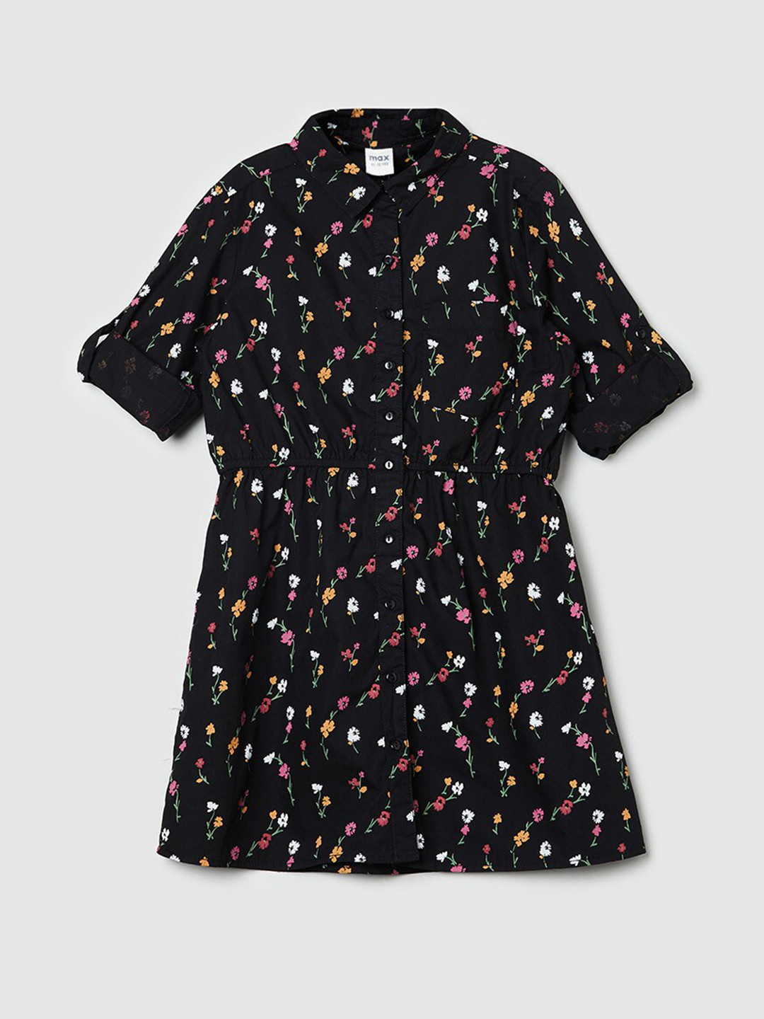 

max Black Floral Shirt Dress