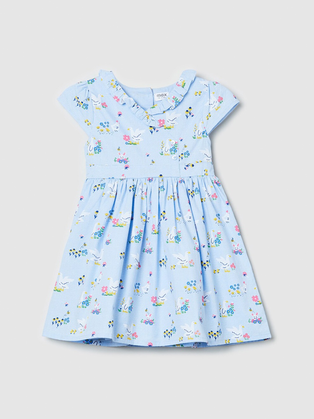 

max Floral Cotton Dress, Blue