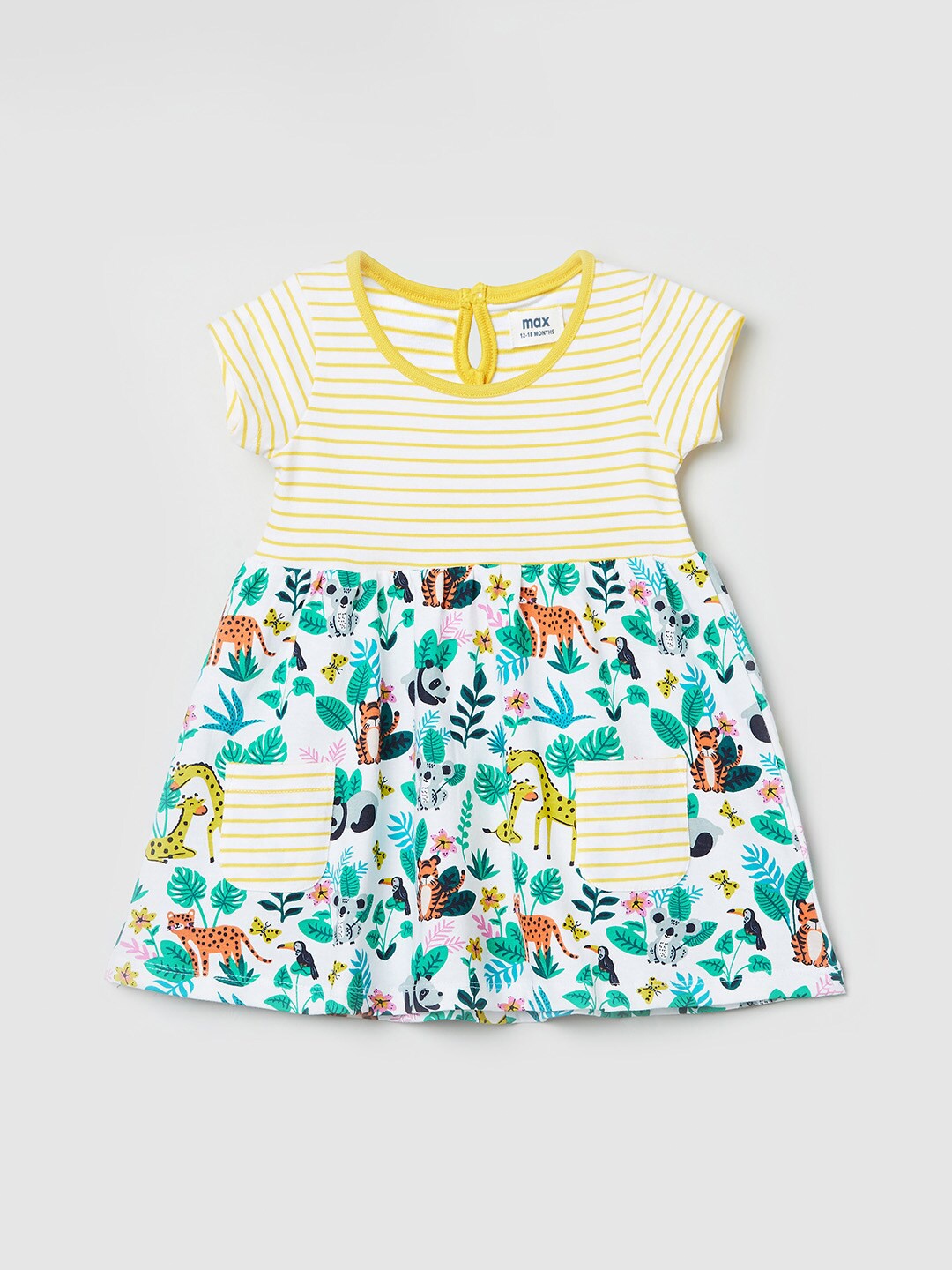 

max Striped Cotton Dress, Yellow