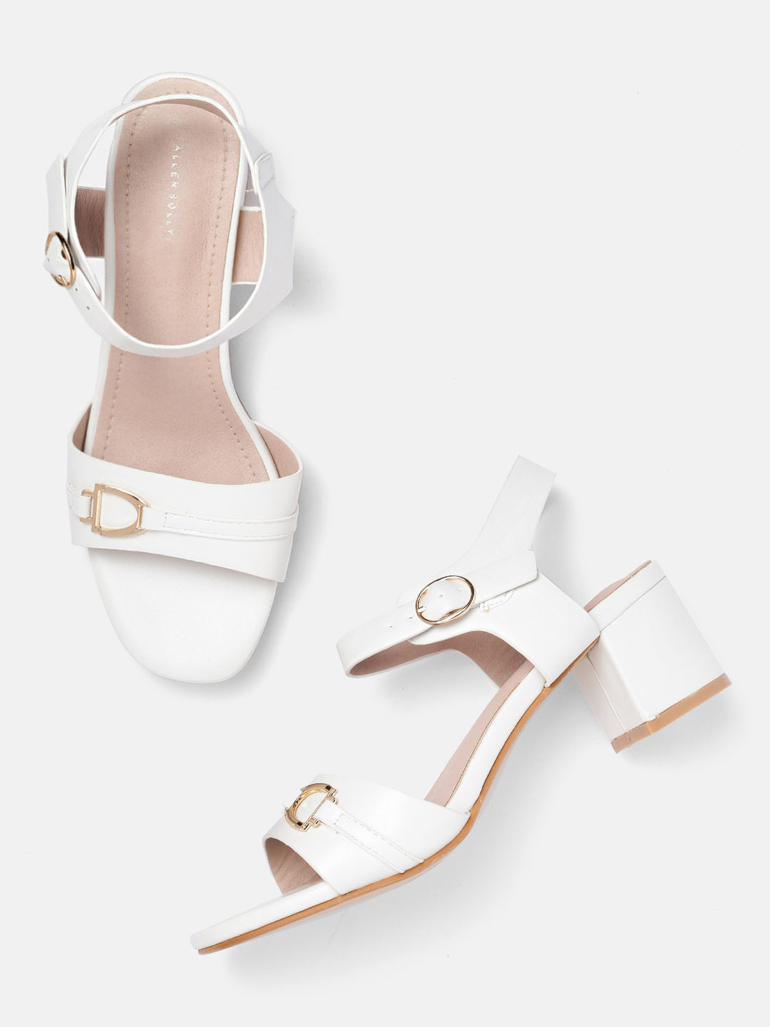 

Allen Solly White Solid Block Heels with Buckles