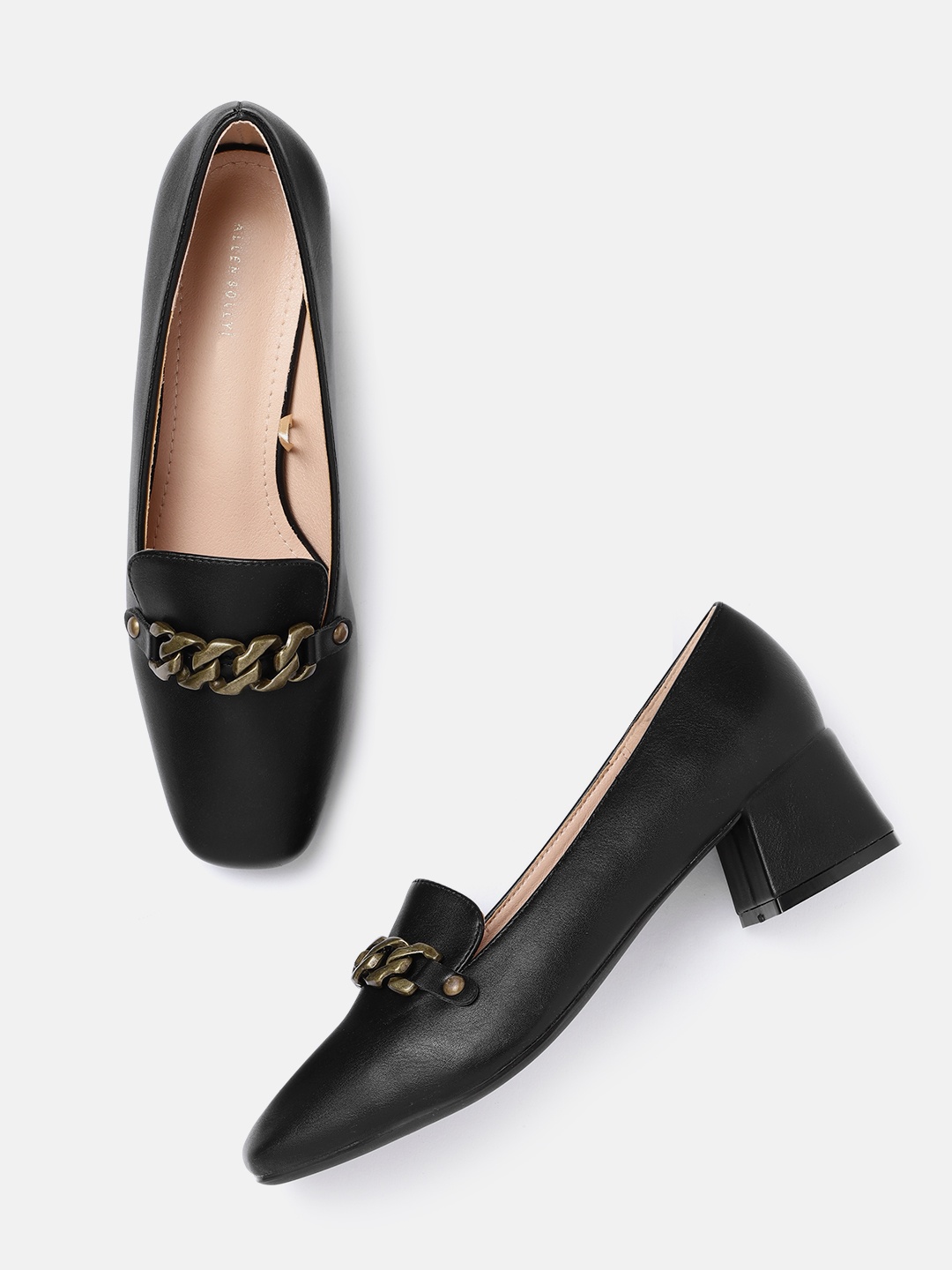 

Allen Solly Black Solid Block Pumps with Link Detail