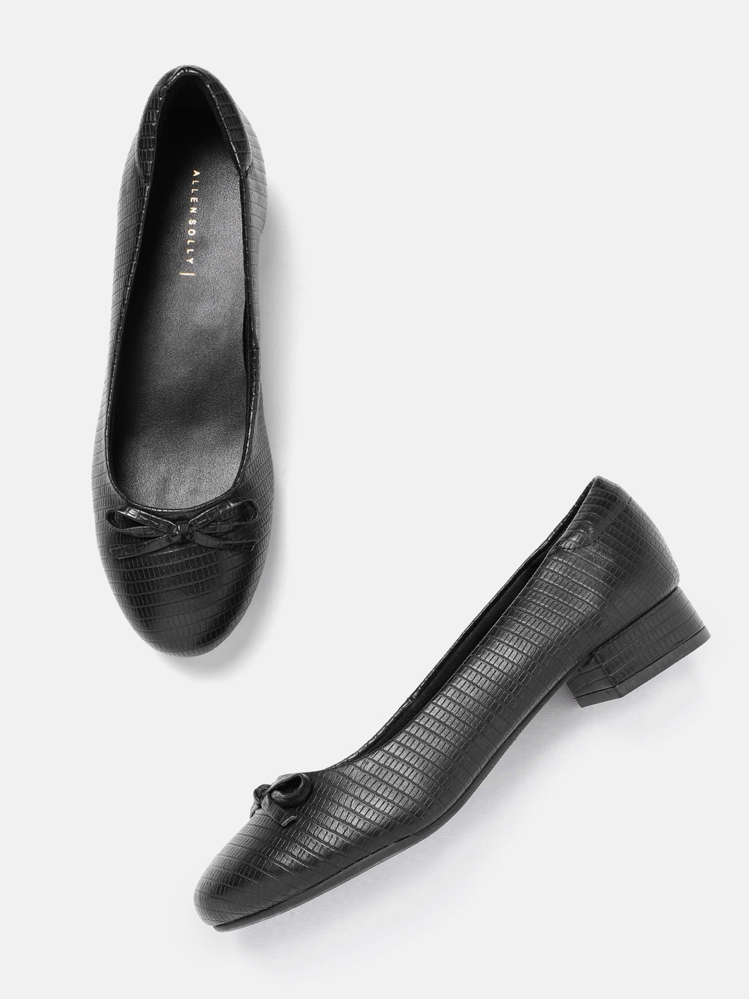 

Allen Solly Women Snakeskin Textured Ballerinas with Bow Detail, Black