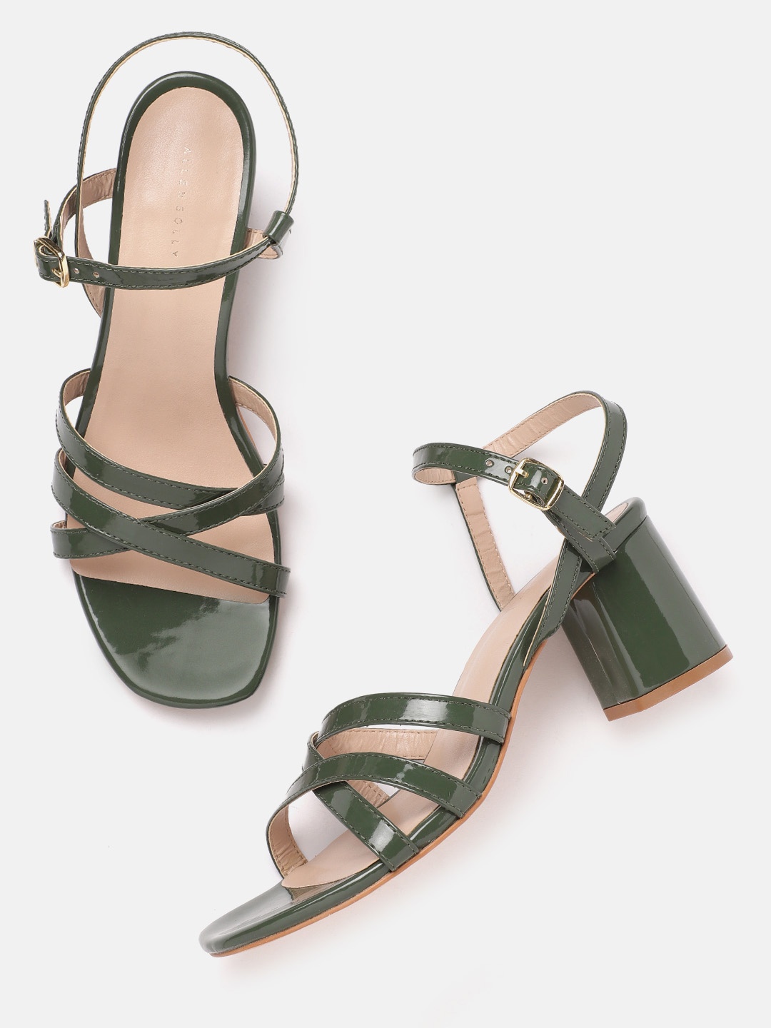 

Allen Solly Criss-Cross Strappy Block Heels, Green