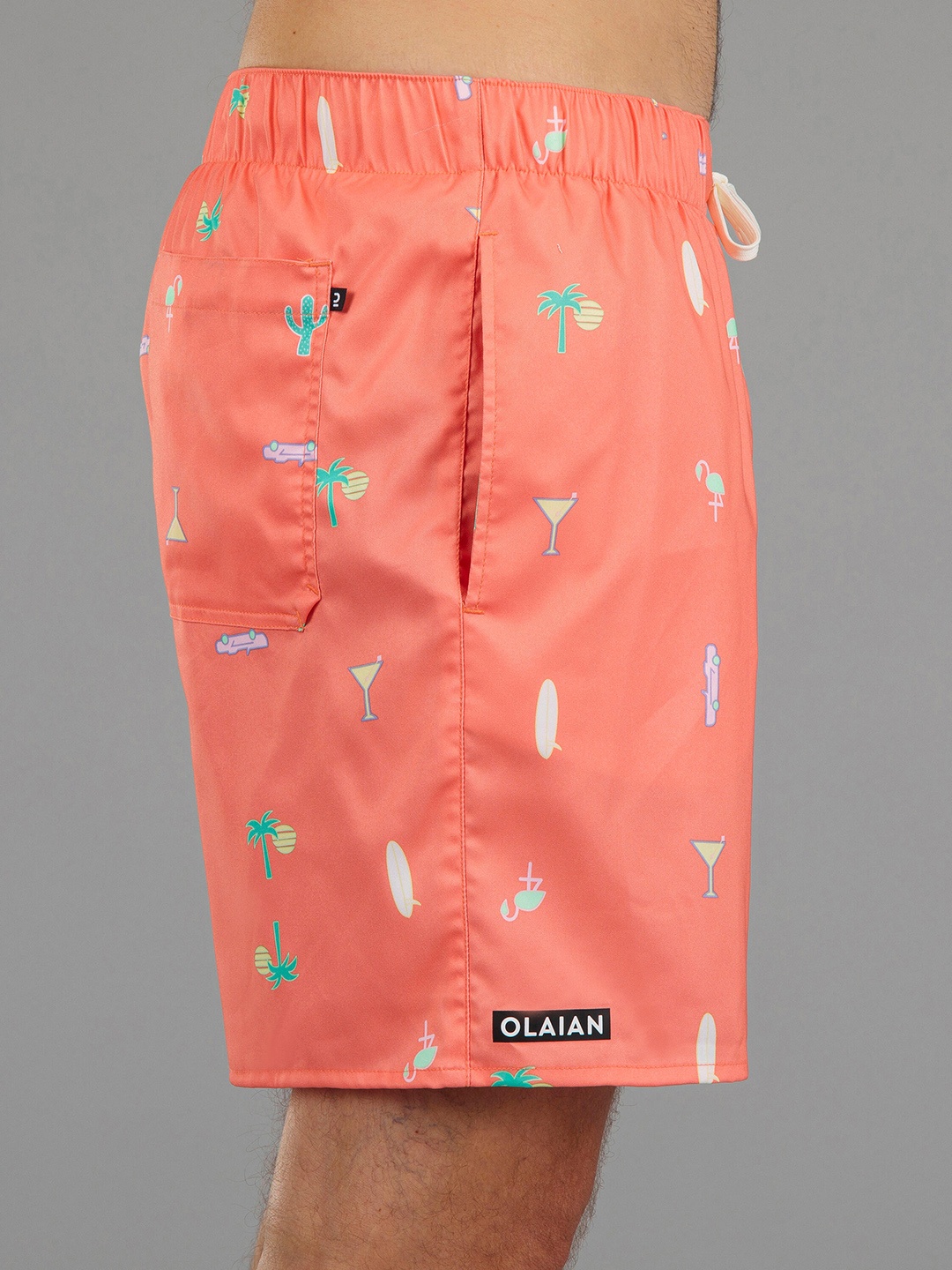 

OLAIAN By Decathlon Men Conversational Printed Shorts, Coral