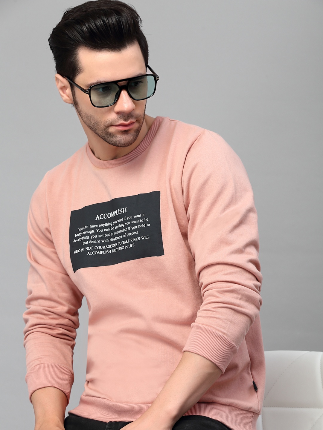 

Rigo Men Pink Printed Sweatshirt