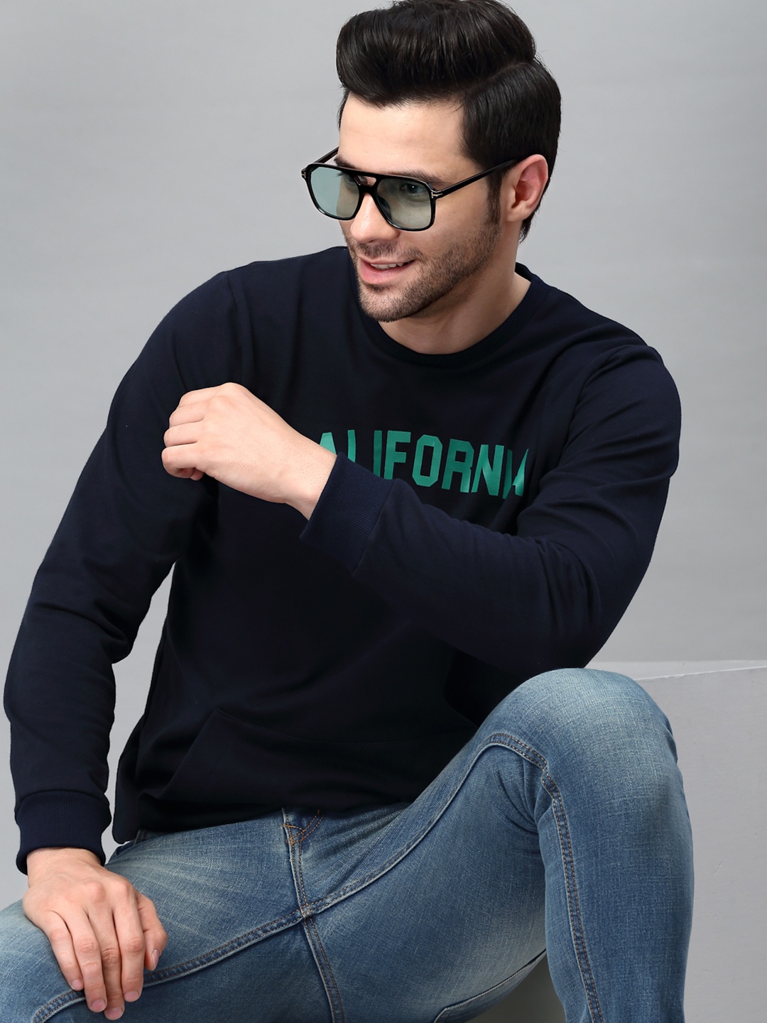 

Rigo Men Blue Printed Sweatshirt