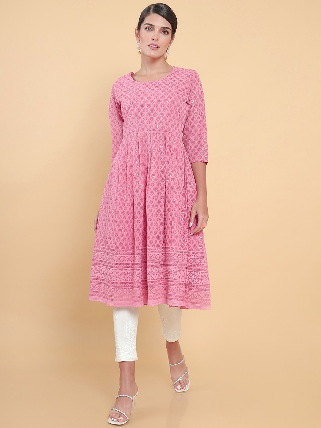 

Soch Women Pink Ethnic Motifs Embroidered Georgette Anarkali Kurta