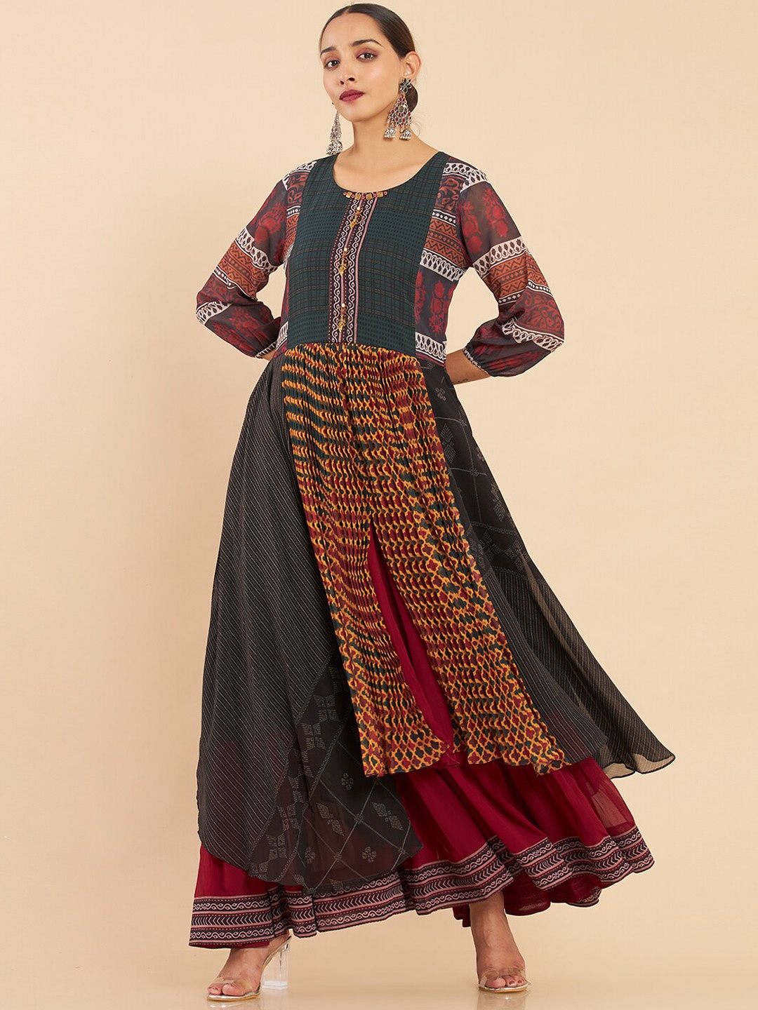 

Soch Women Ethnic Motifs Printed Georgette Anarkali Kurta, Multi