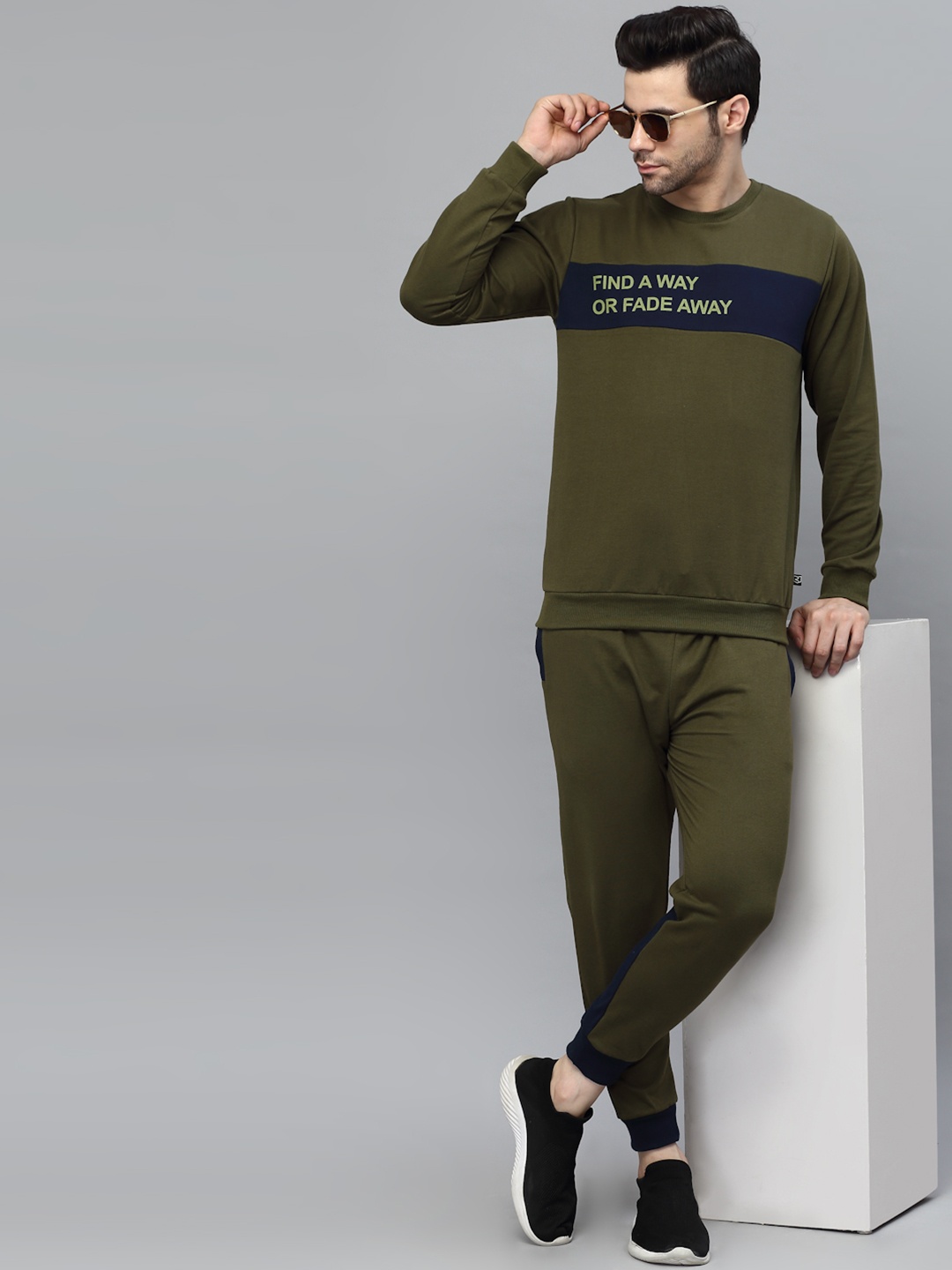 Rigo Men Printed Cotton Tracksuits, Green