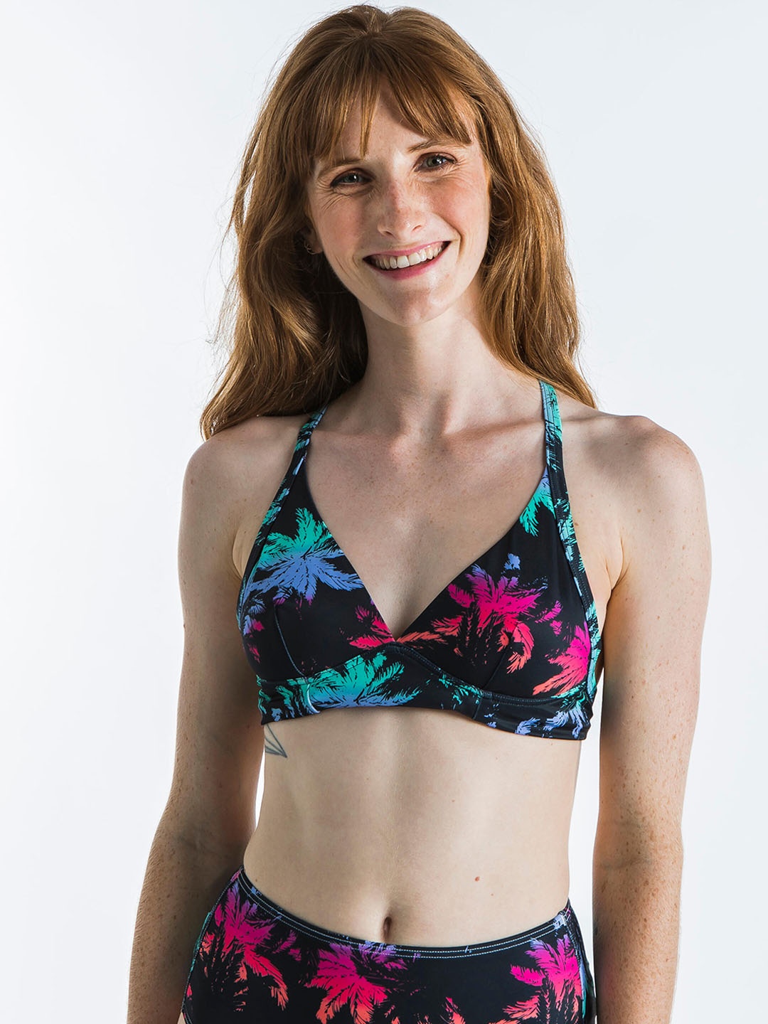 

OLAIAN By Decathlon Women Black Printed Swim Tops