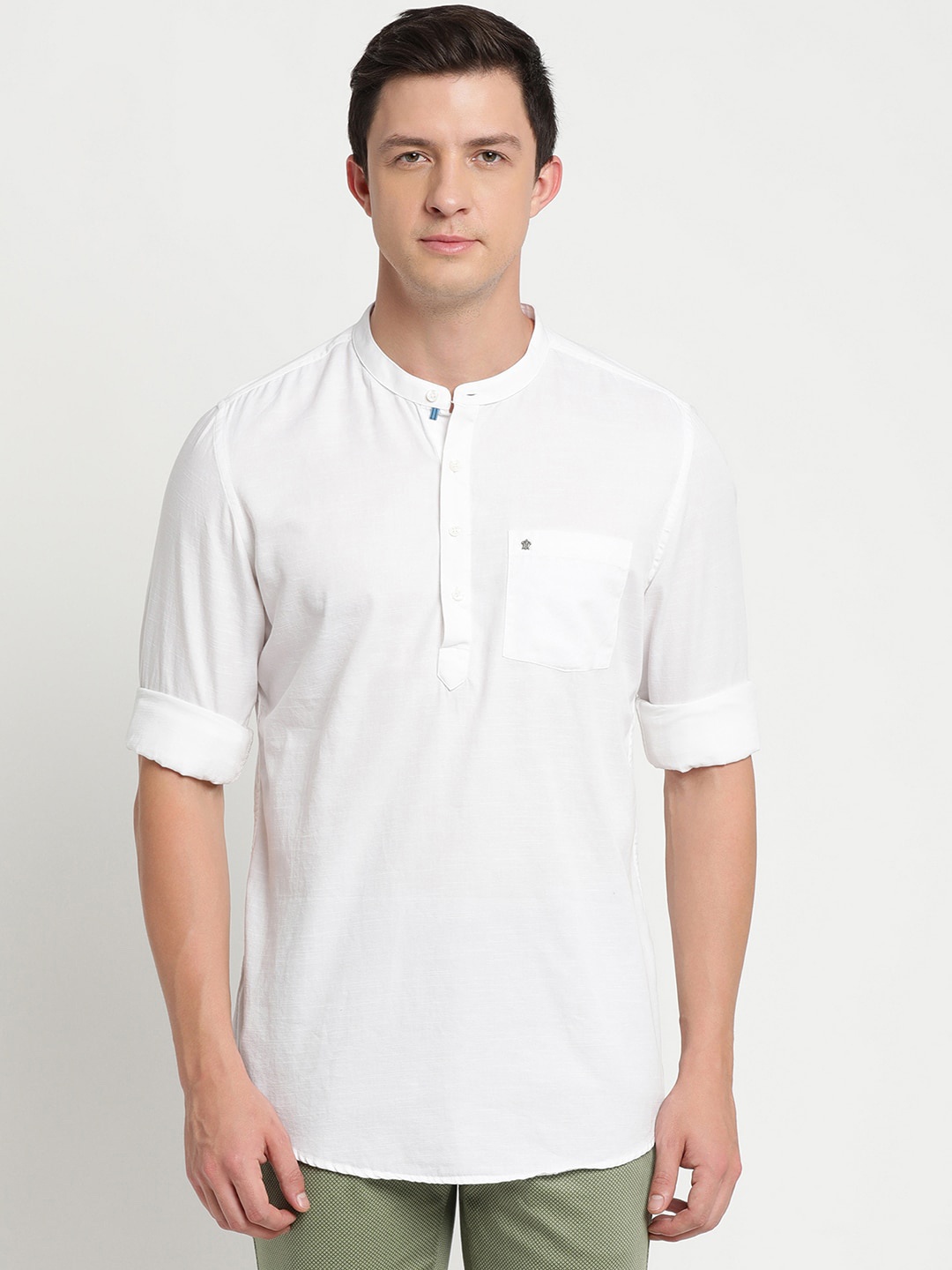 

Turtle Men White Solid Pure Cotton Kurta