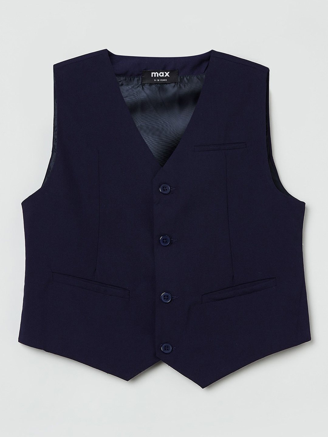 

max Boys Navy Blue Pure Cotton Waistcoat