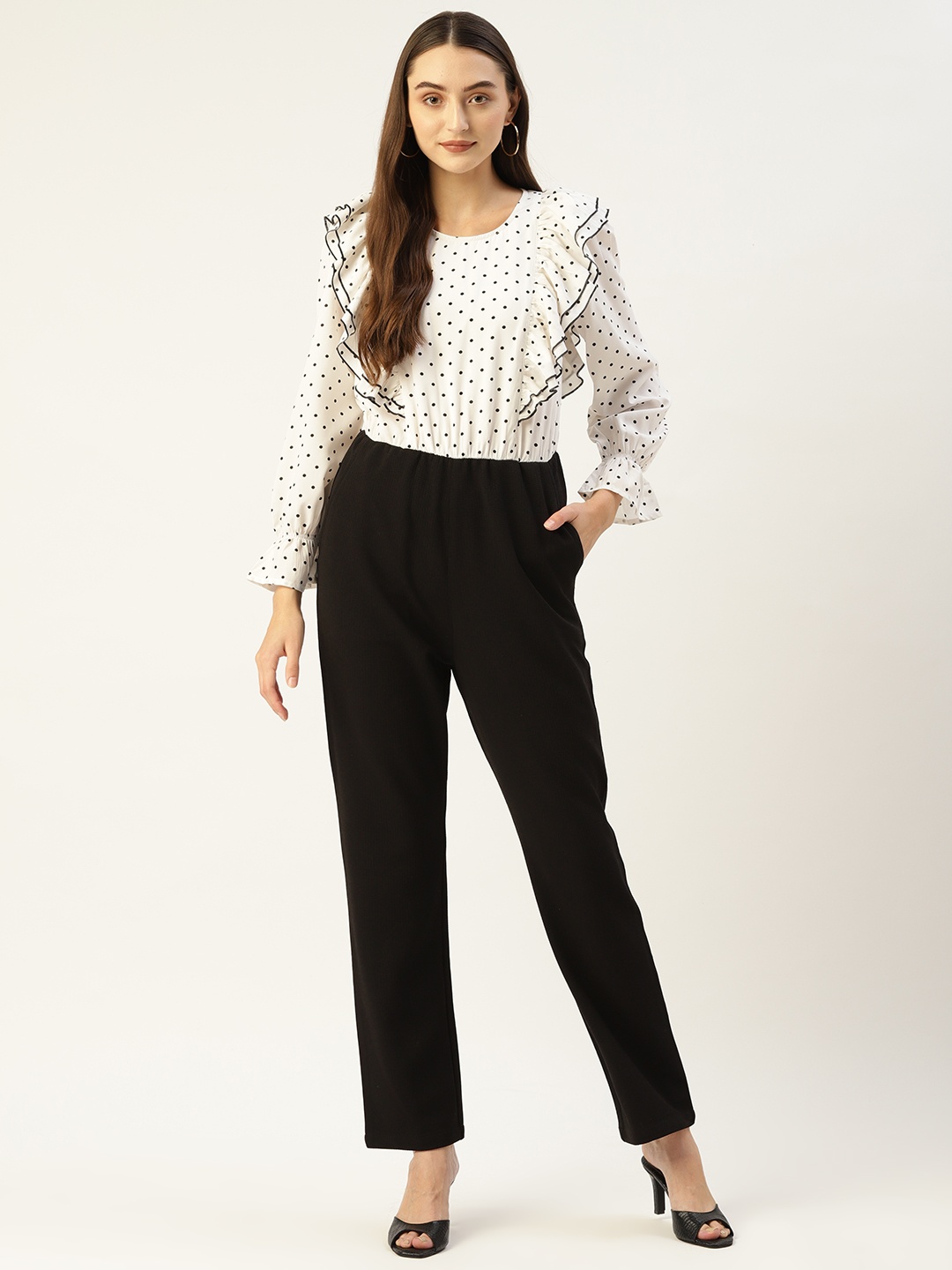 

Magnetic Designs Black & White Printed Basic Jumpsuit