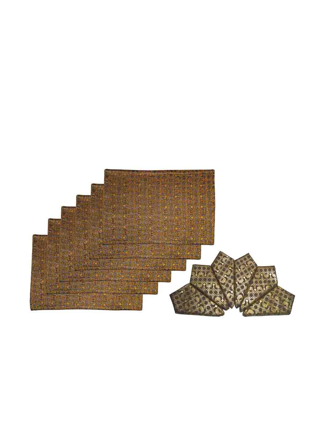 

Lushomes Set Of 12 Printed Table Mat & Napkin Set, Grey