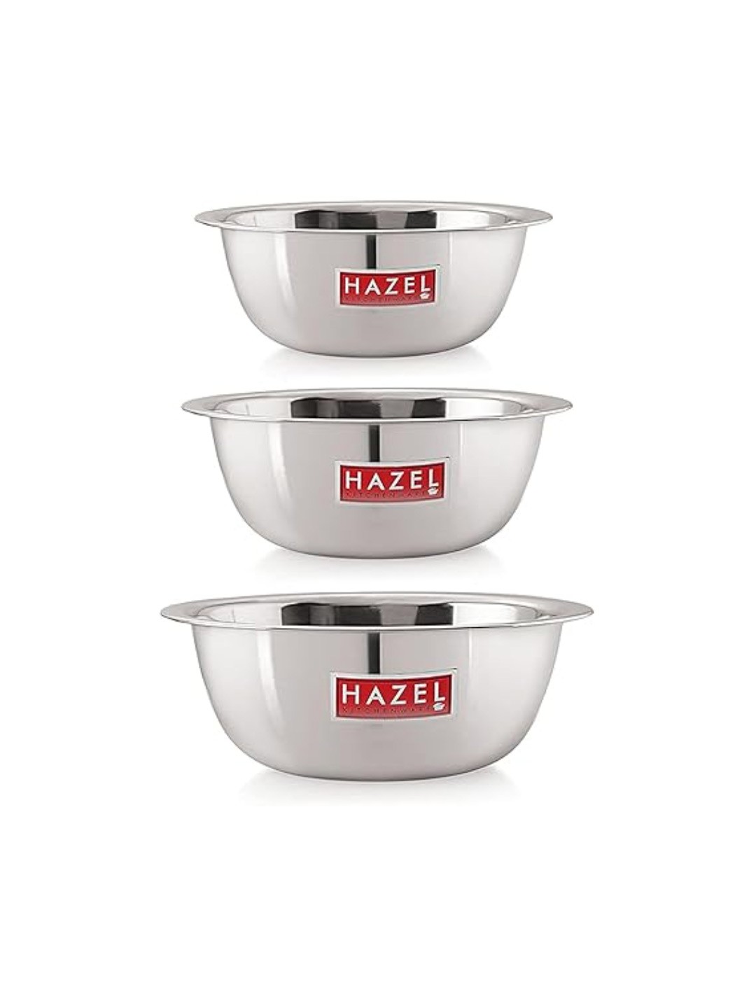 

HAZEL 3 Pieces Silver-Toned Stainless Steel Mixing Bowls For Cake Batter