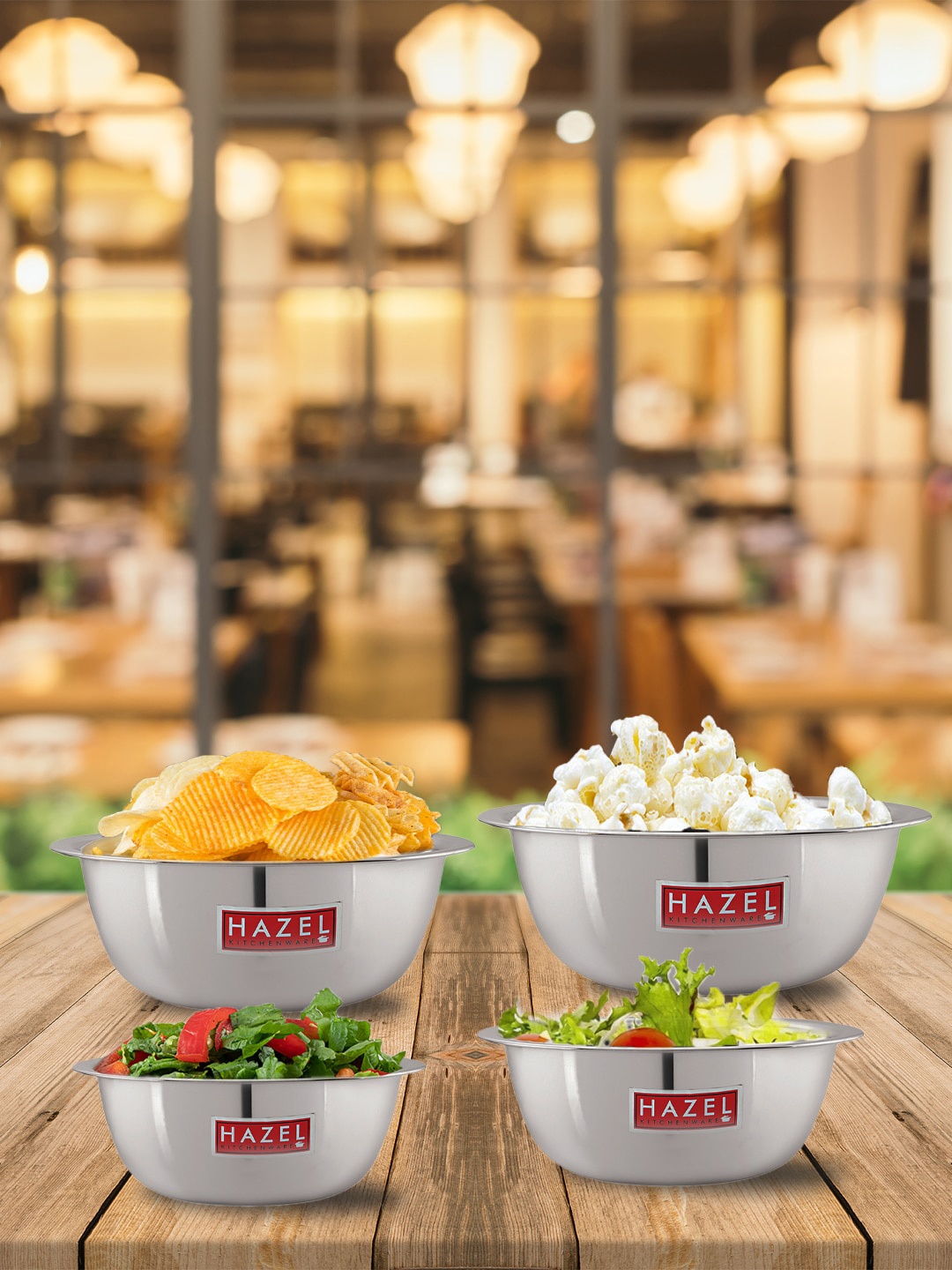 

HAZEL 4Pc Stainless Steel Mixing Bowl, Silver