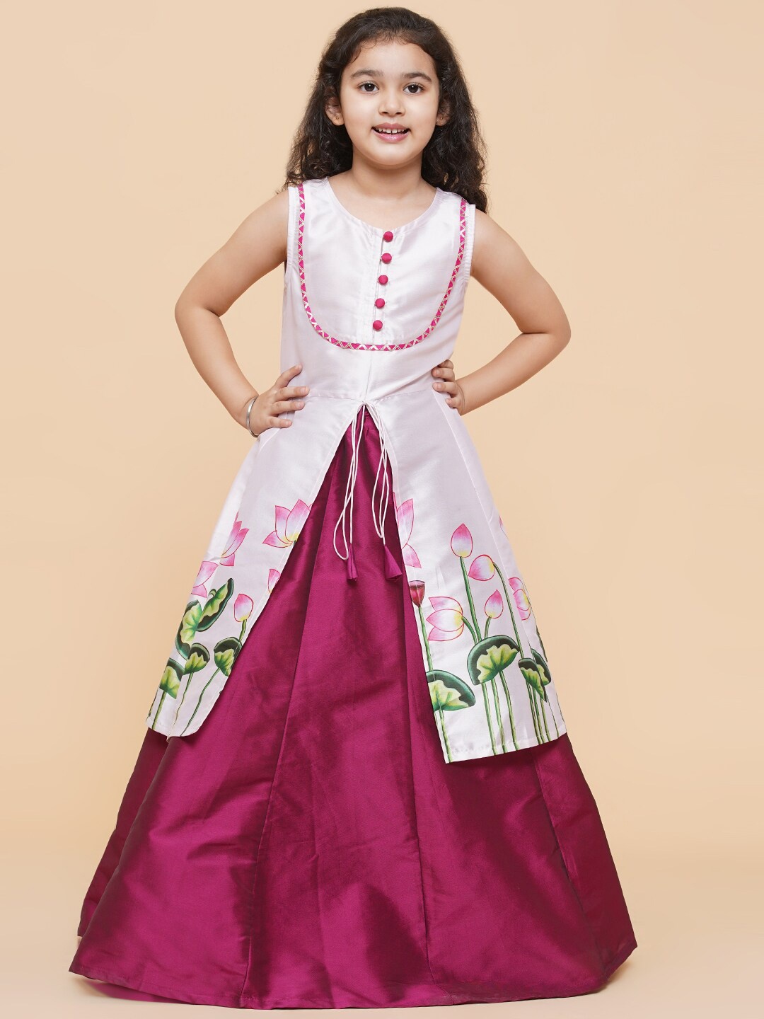 

Bitiya by Bhama Girls Printed Ready to Wear Lehenga & Kurta, Pink
